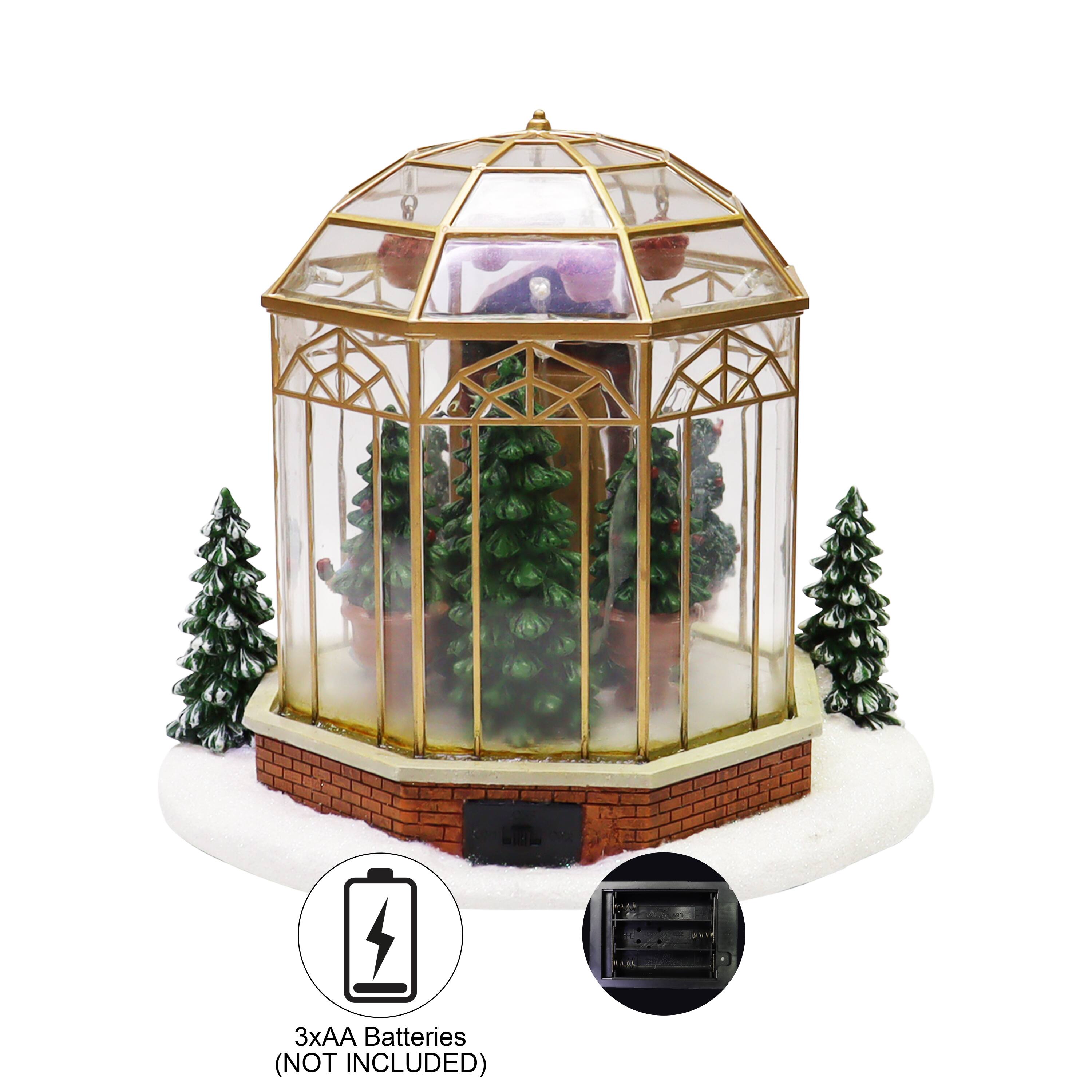 7.5" LED Lights & Music Christmas Village Tree Shop