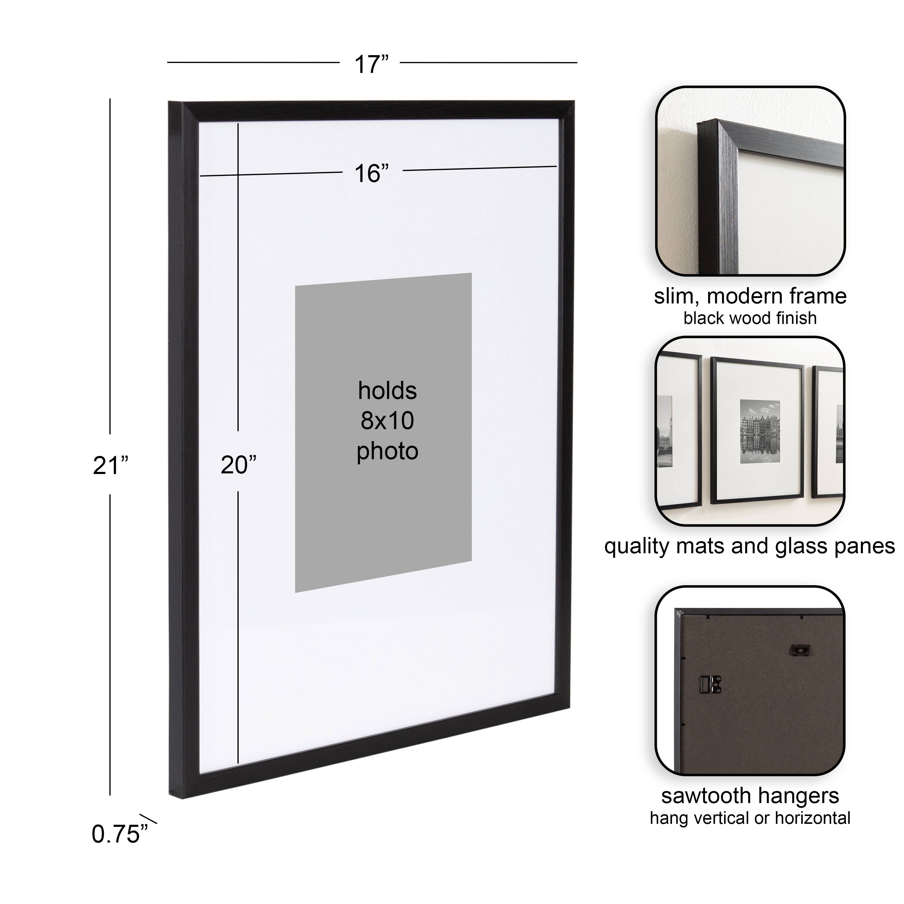 Kate and Laurel Gallery 16" x 20" Photo Picture Frames with 8" x 10" Mat