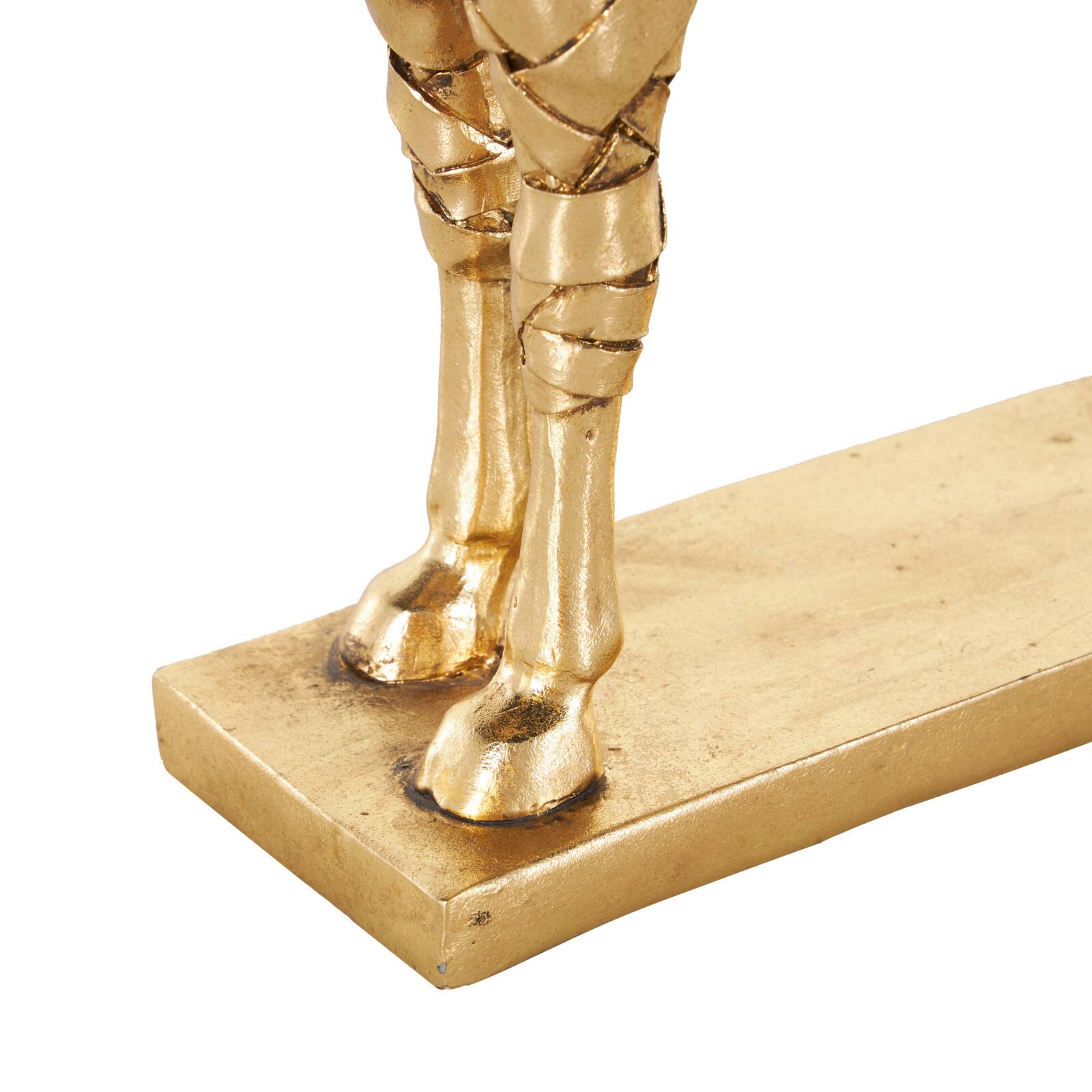 13.75" Gold Resin Wrapped Horse Sculpture with Rectangular Base