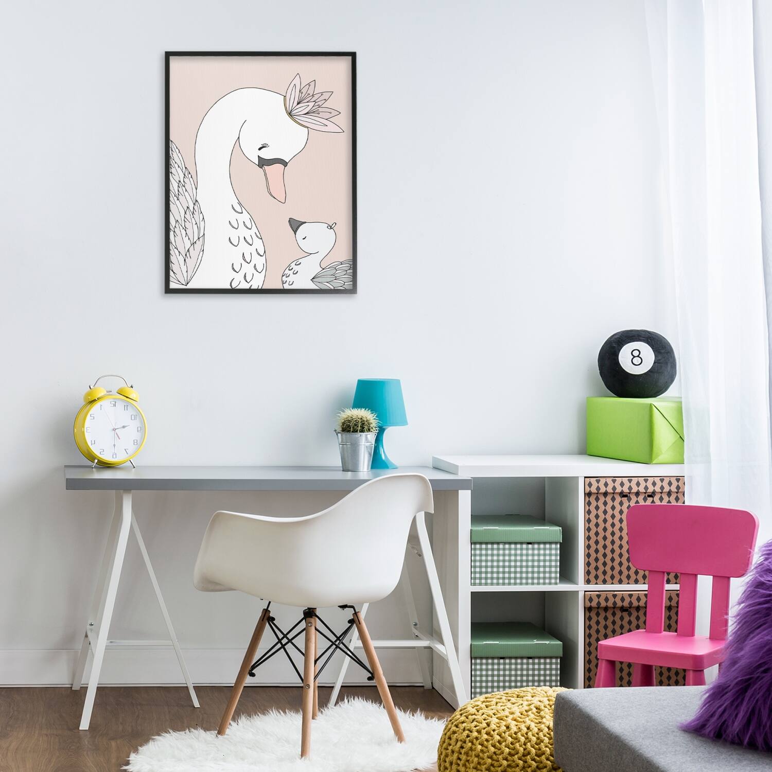 Stupell Industries Mother & Baby Swan Flower Crowns Princess Animals Framed Giclee Art