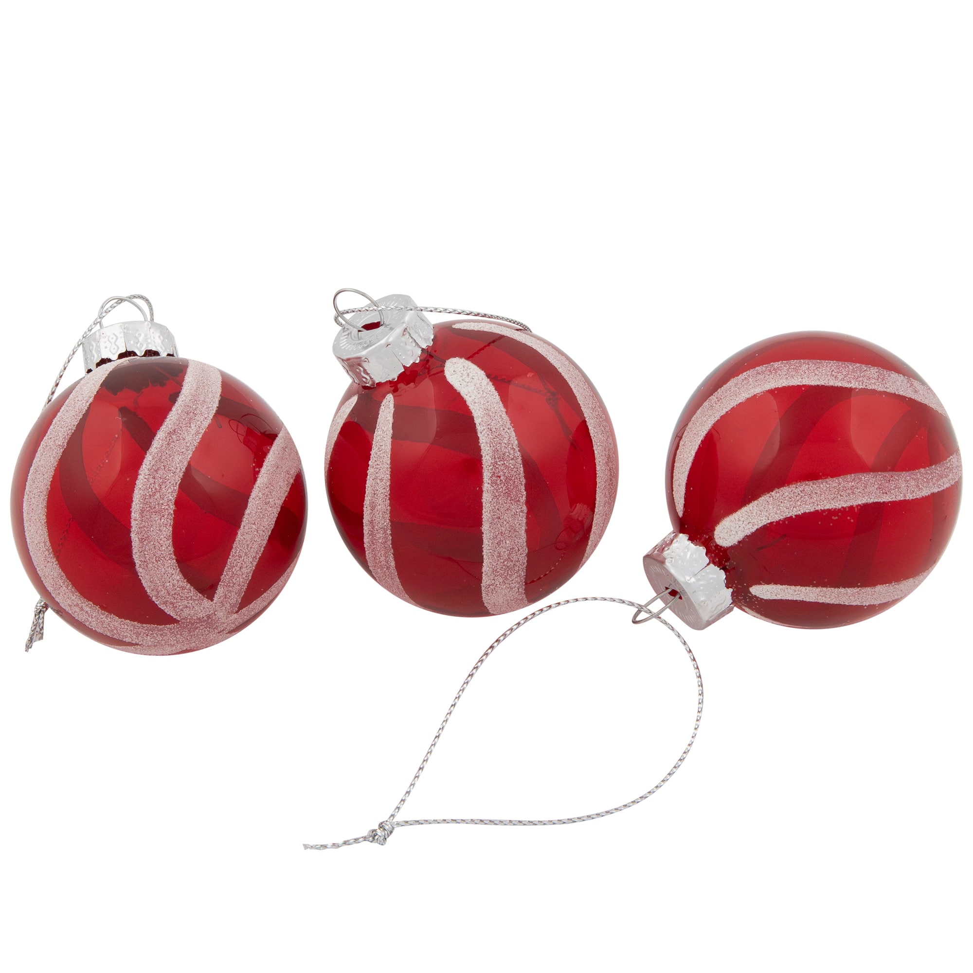 12ct. 1.75" 2-Finish Red & White Glass Ball Ornaments