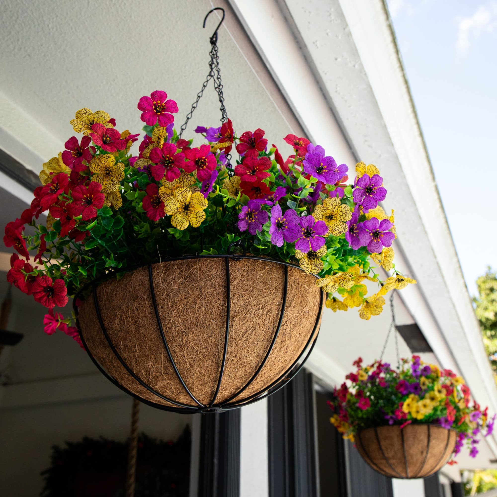 24" UV Resistant Artificial Daisy Hanging Basket DIY Kit