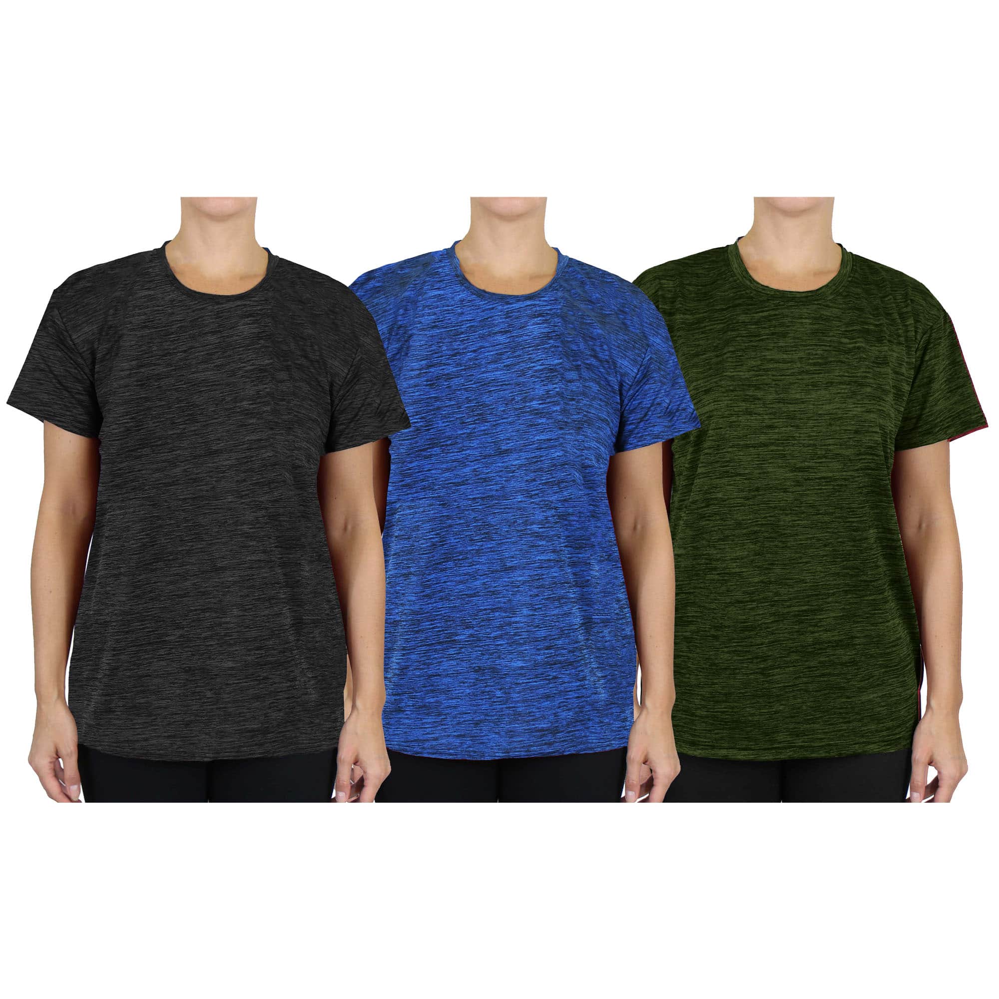 Galaxy by Harvic Women's Moisture Wicking Performance T-Shirt 3 Pack
