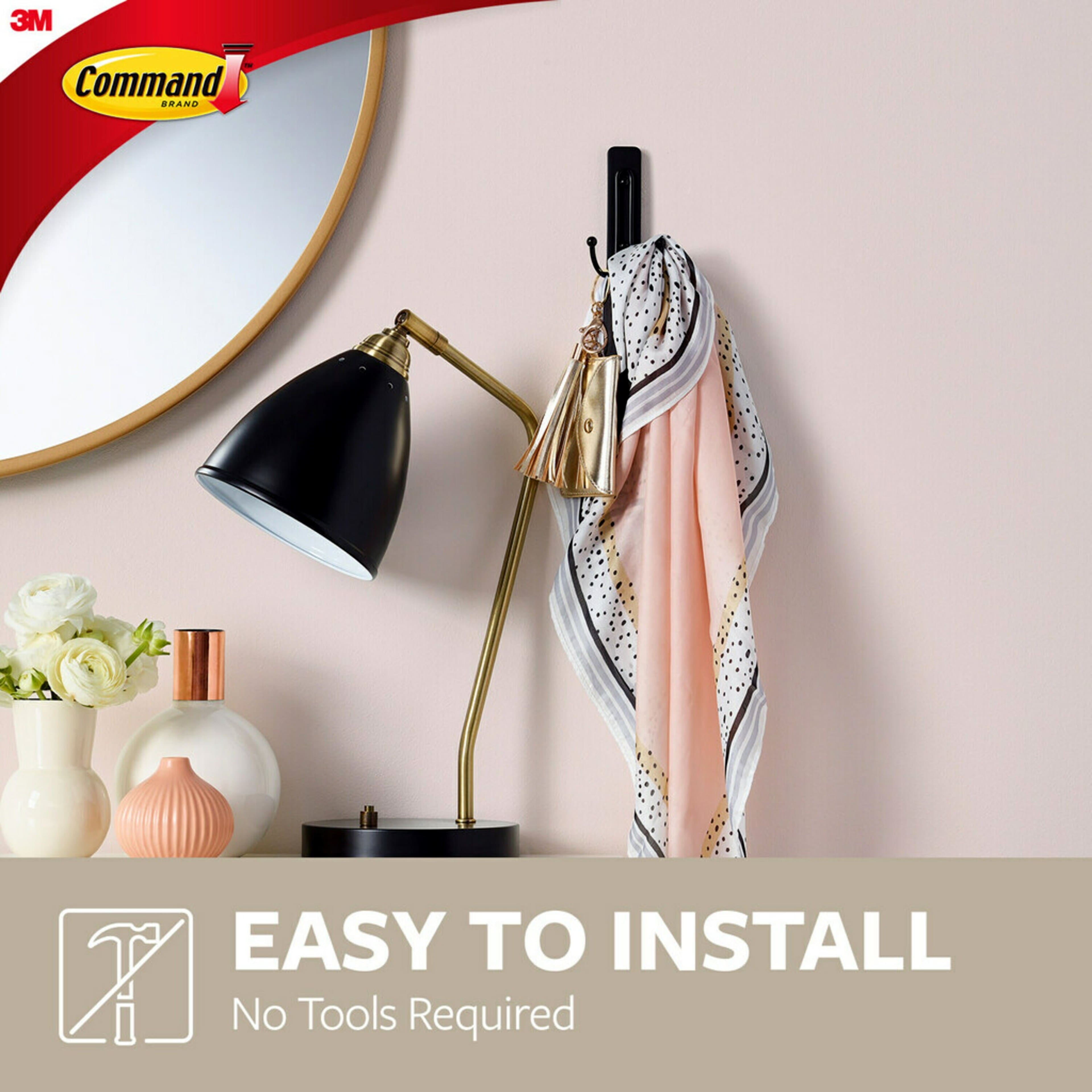 Command™ Decorative Double Hooks, Matte Black
