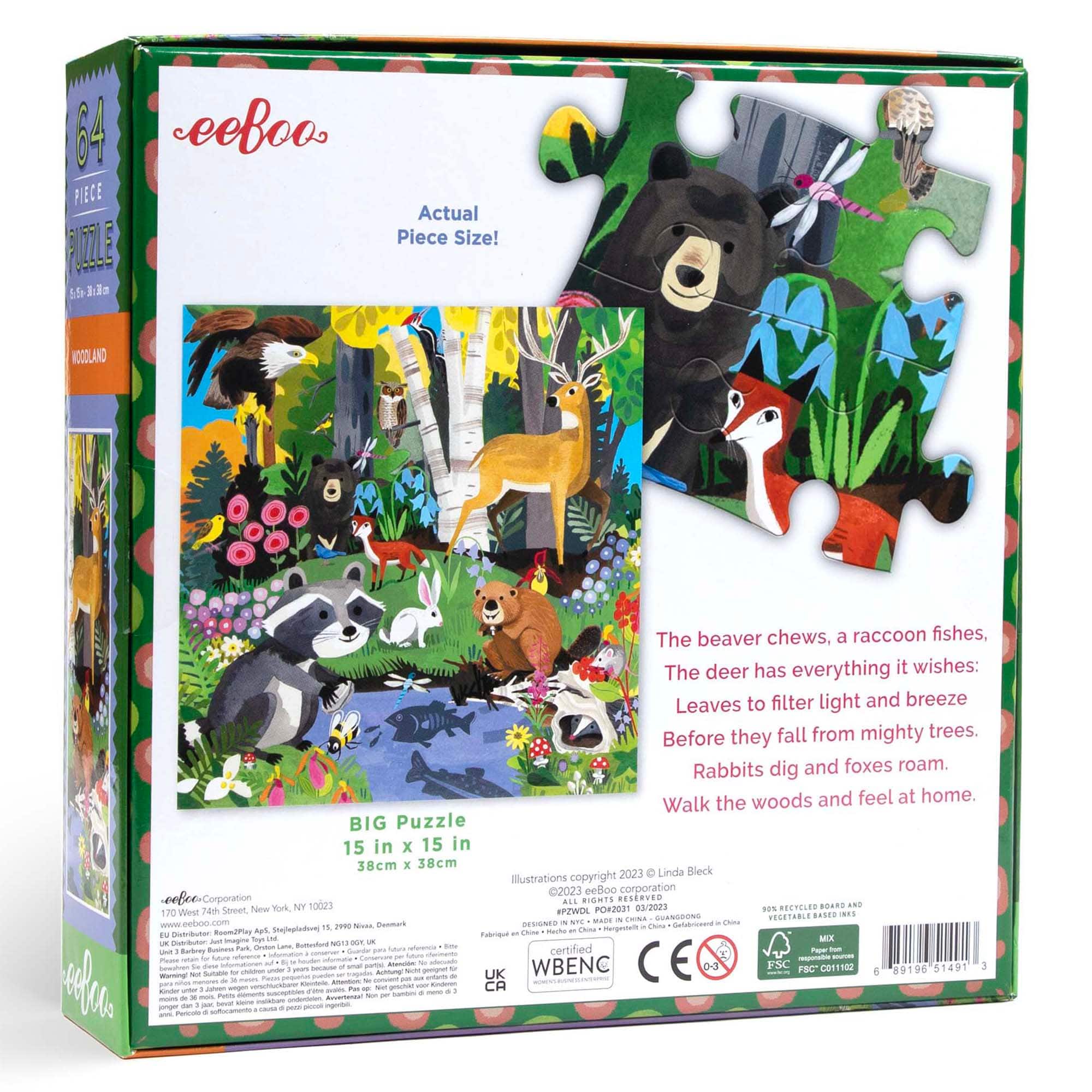 eeBoo Woodland 64 Piece Jigsaw Puzzle