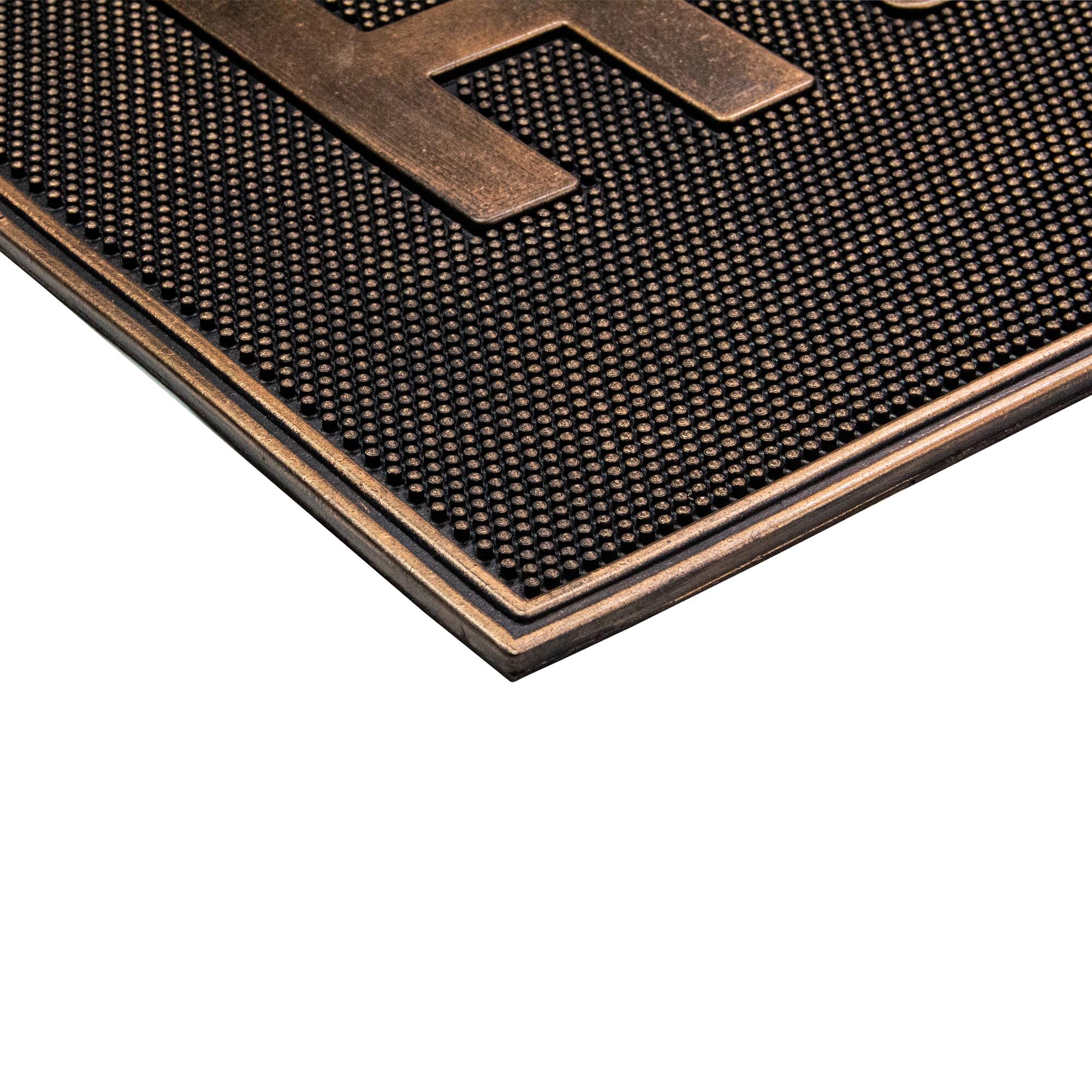 30" x 18" Brown & Gold Home Paw Print Rubber Doormat