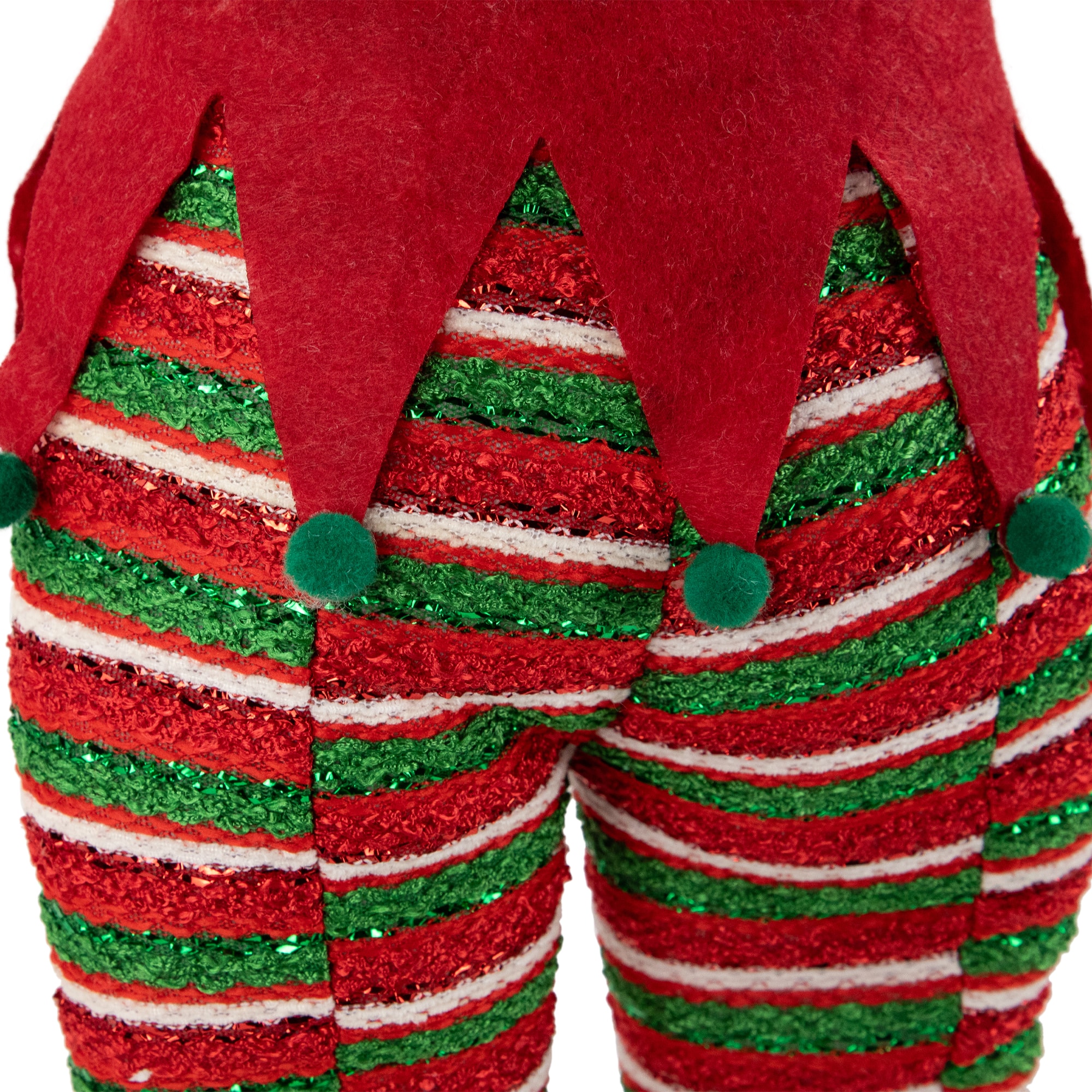 19" Red & Green Striped Hanging Elf Legs Décor