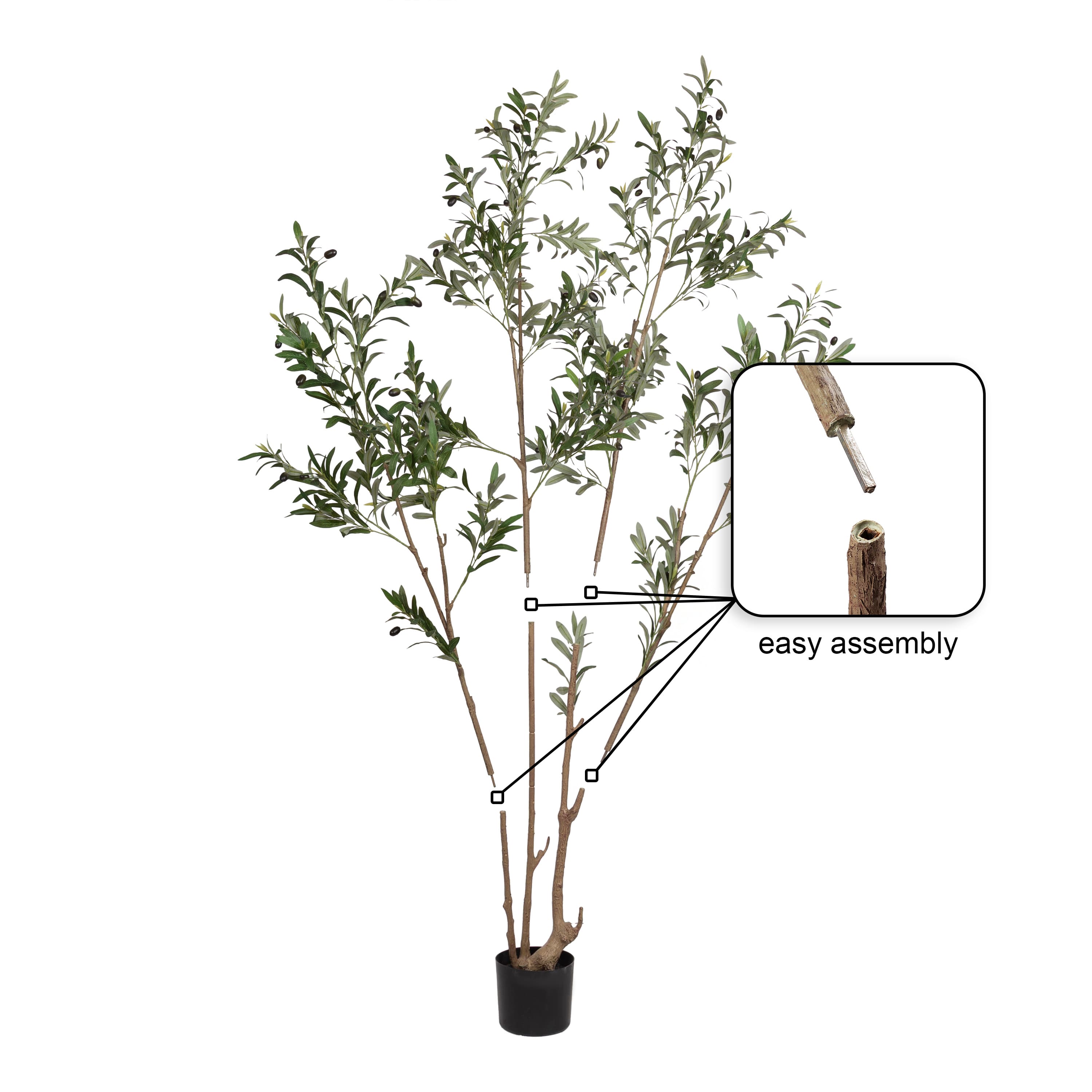 Kate and Laurel 7ft. Oliveira Faux Olive Tree with Round Bronze Planter