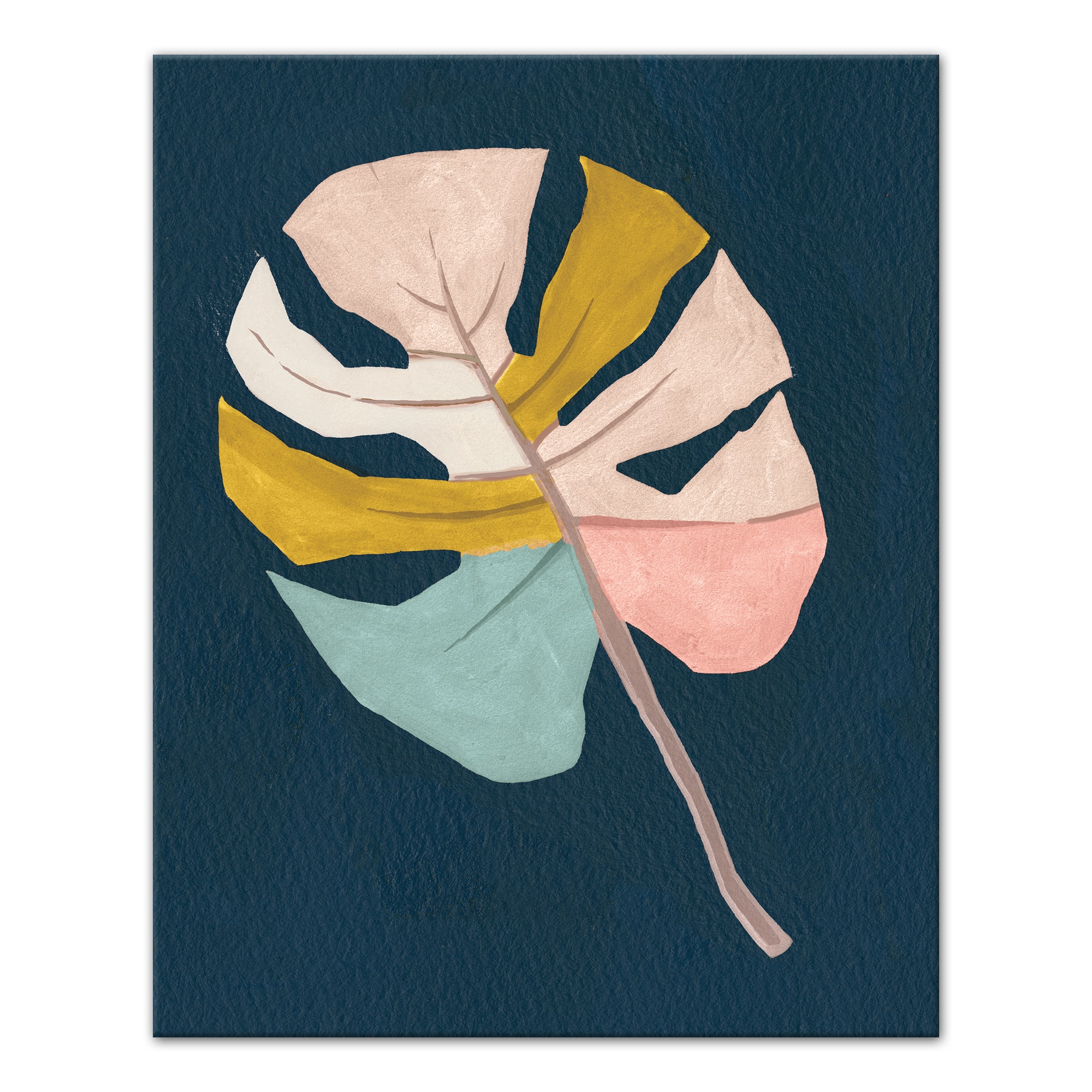Color Block Tropical Leaf Canvas Wall Art
