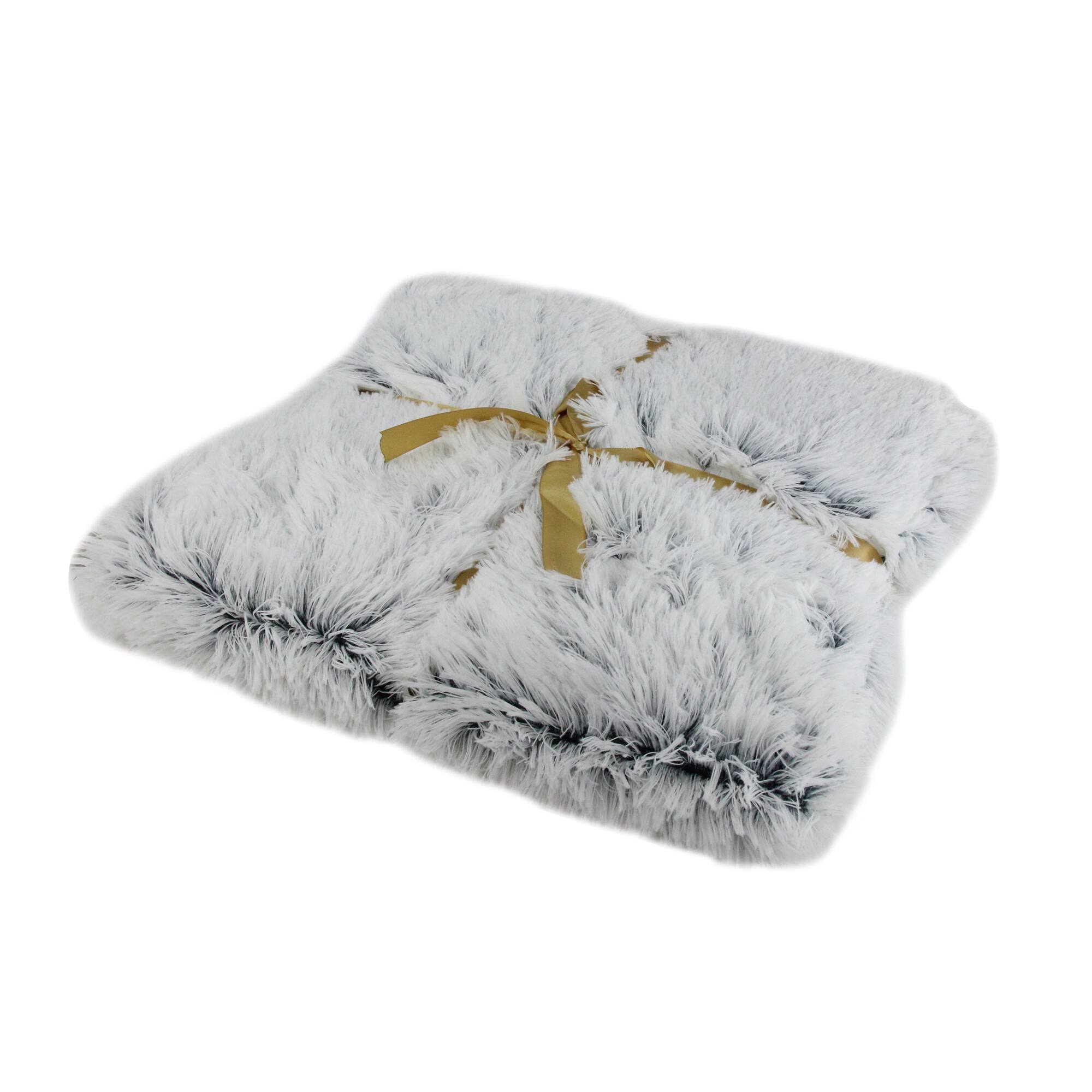 55" x 62" Plush Gray Faux Fur Throw Blanket