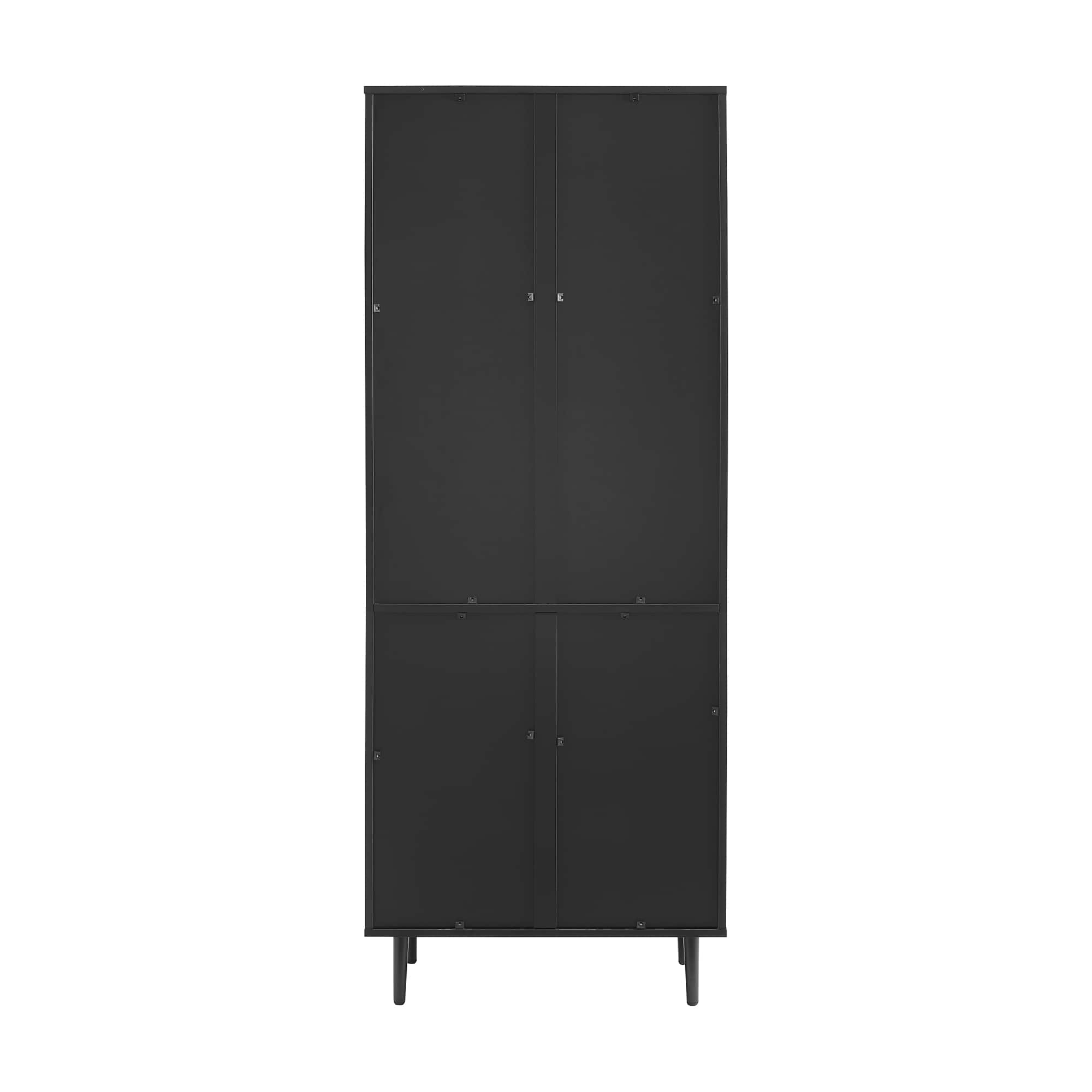 Walker Edison 68" Solid Black Hutch with Bookmatch Doors
