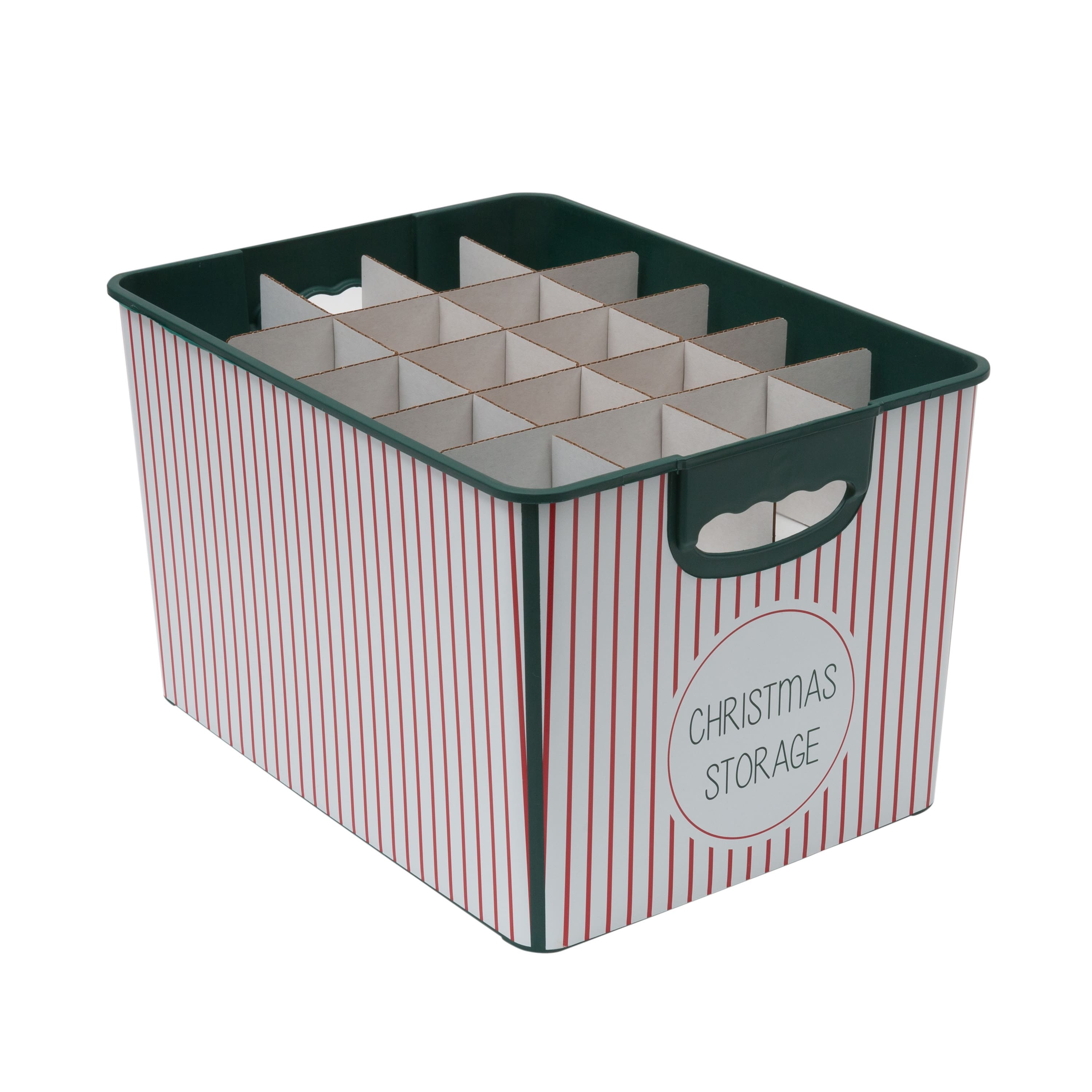 Simplify Christmas Stripe Design Green Ornament Storage Tote Bin