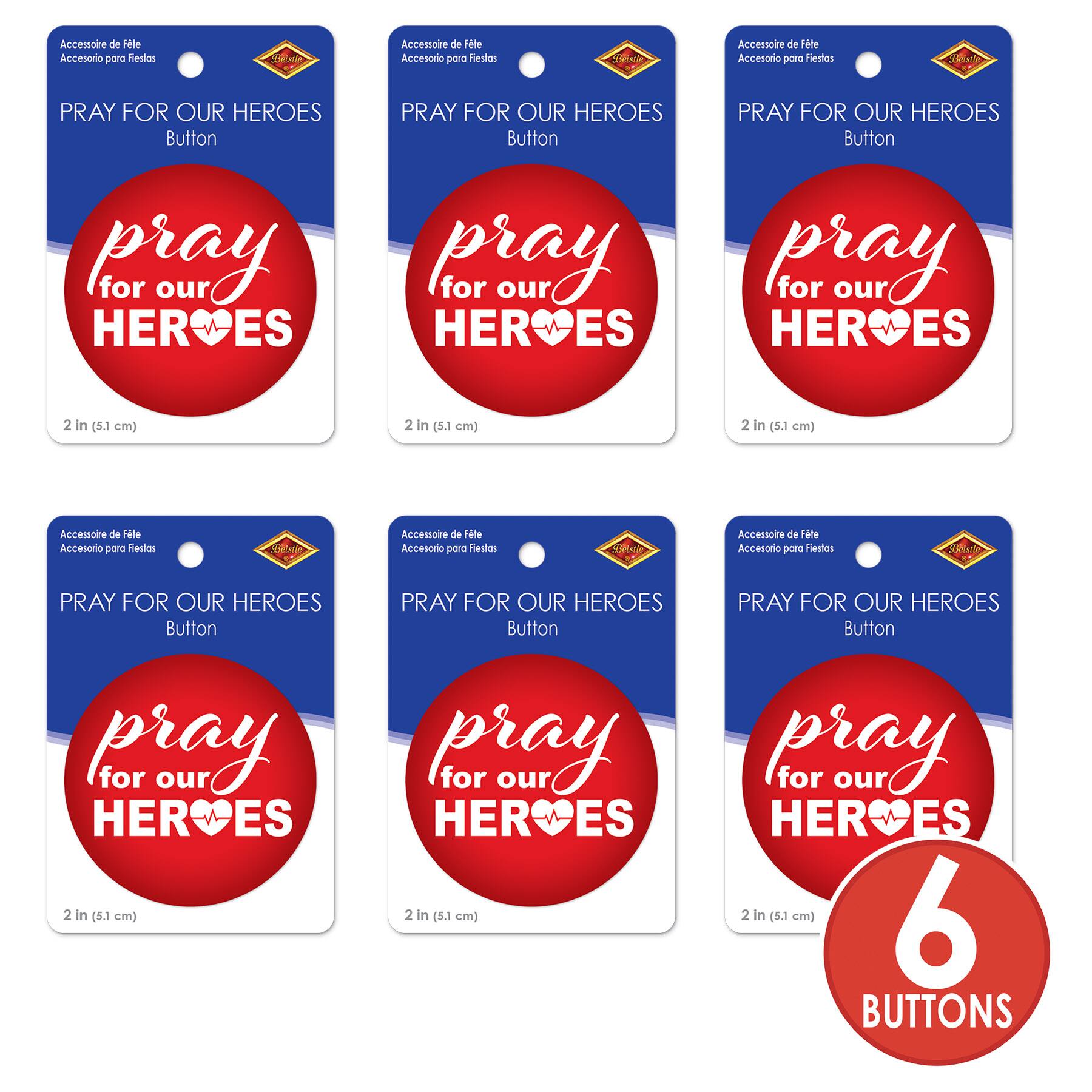 Beistle 2" Pray For Our Heroes Buttons, 6ct.