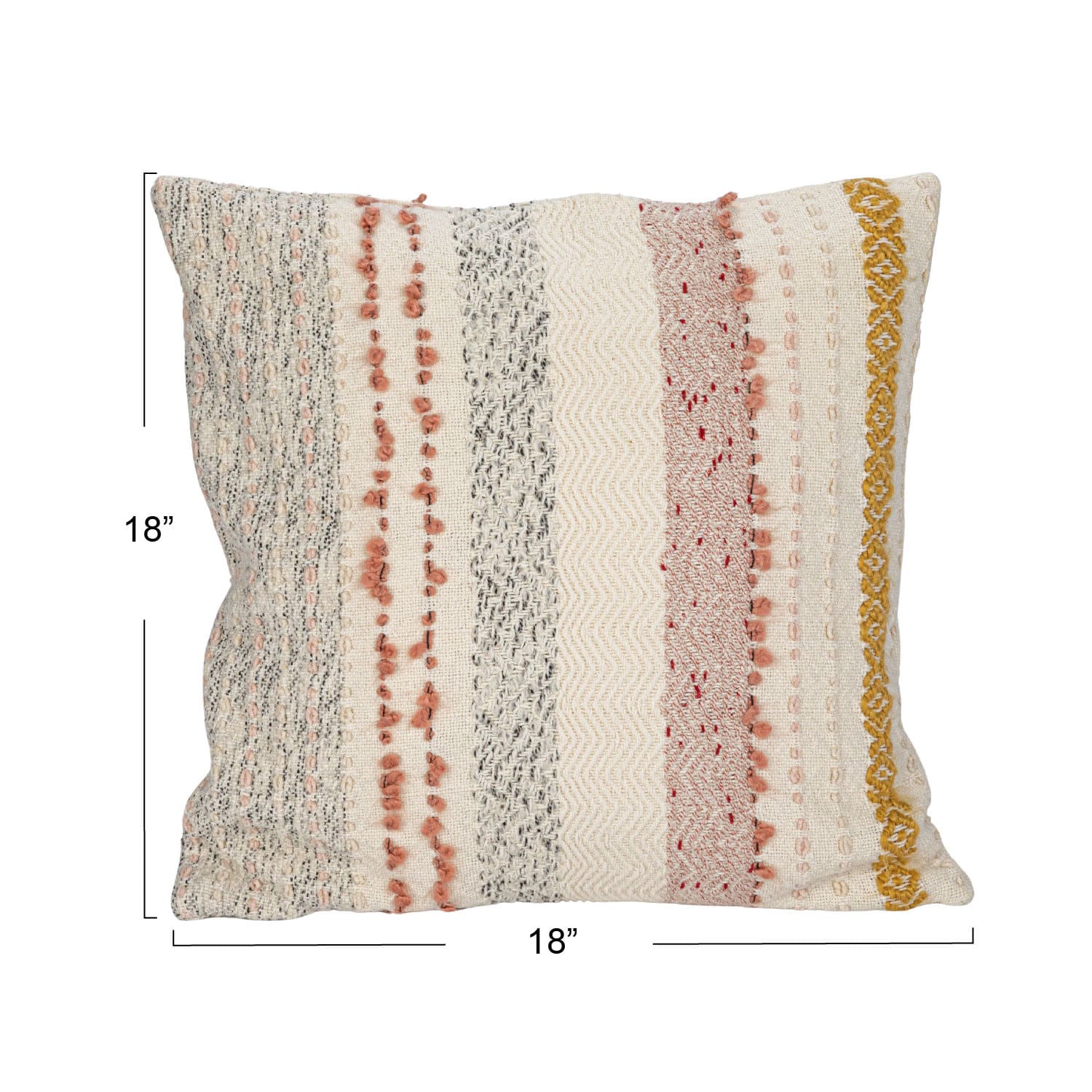 Hello Honey® 18" Multicolor Stripes & Embroidery Pillow