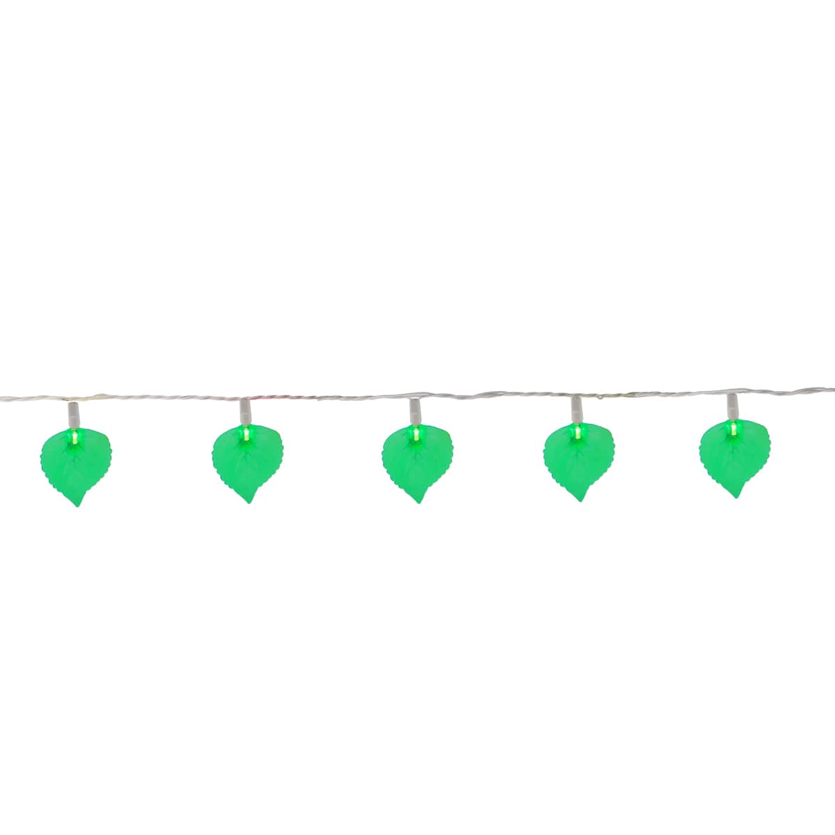 10ct. Battery Operated Green Leaf Shaped Novelty Christmas Light Set