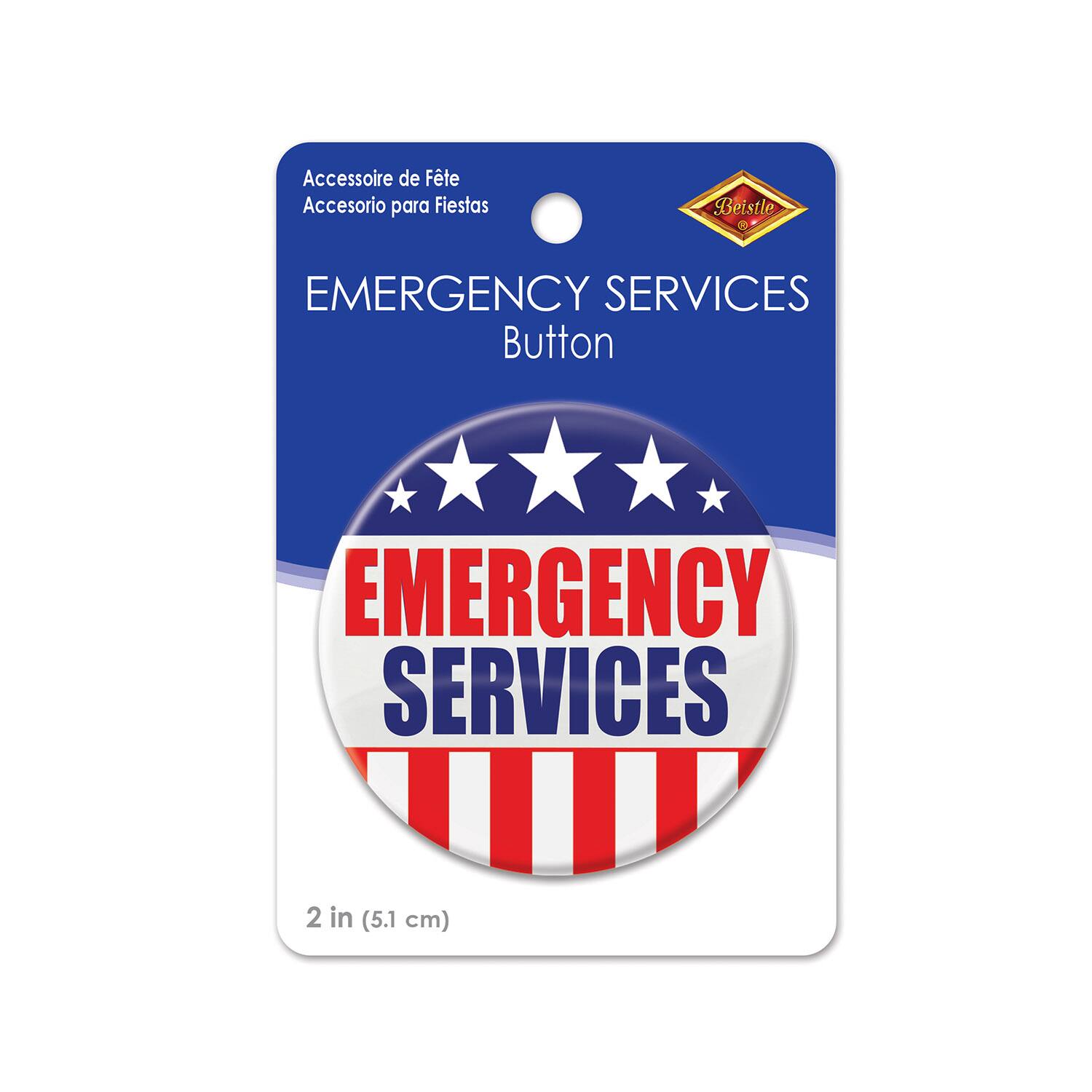 Beistle 2" Red, White & Blue Emergency Services Buttons, 6ct.