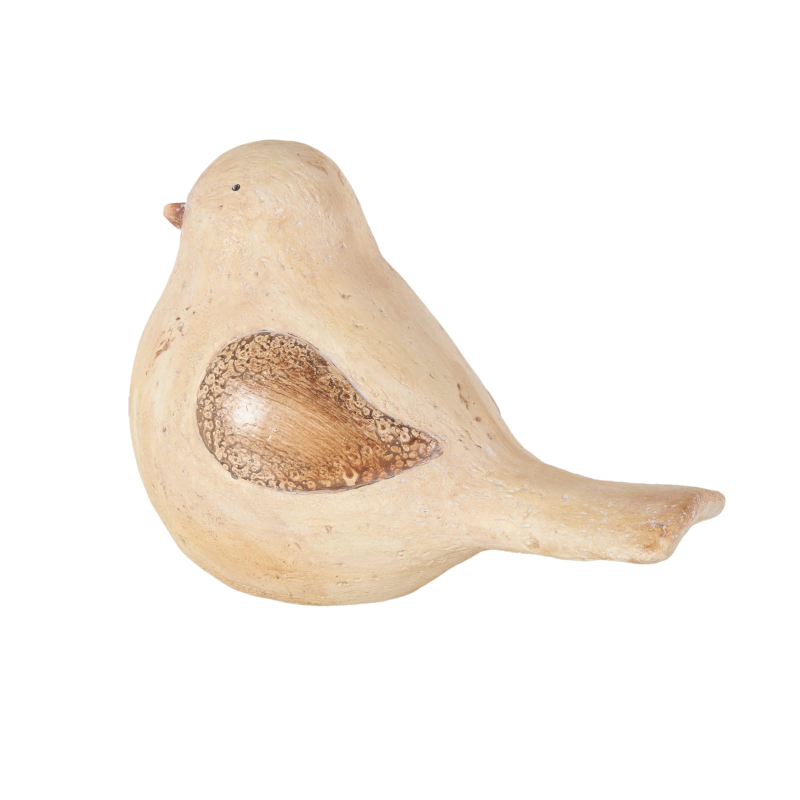 9.25" Cream & Brown Magnesium Oxide Bird Sitting Garden Sculpture