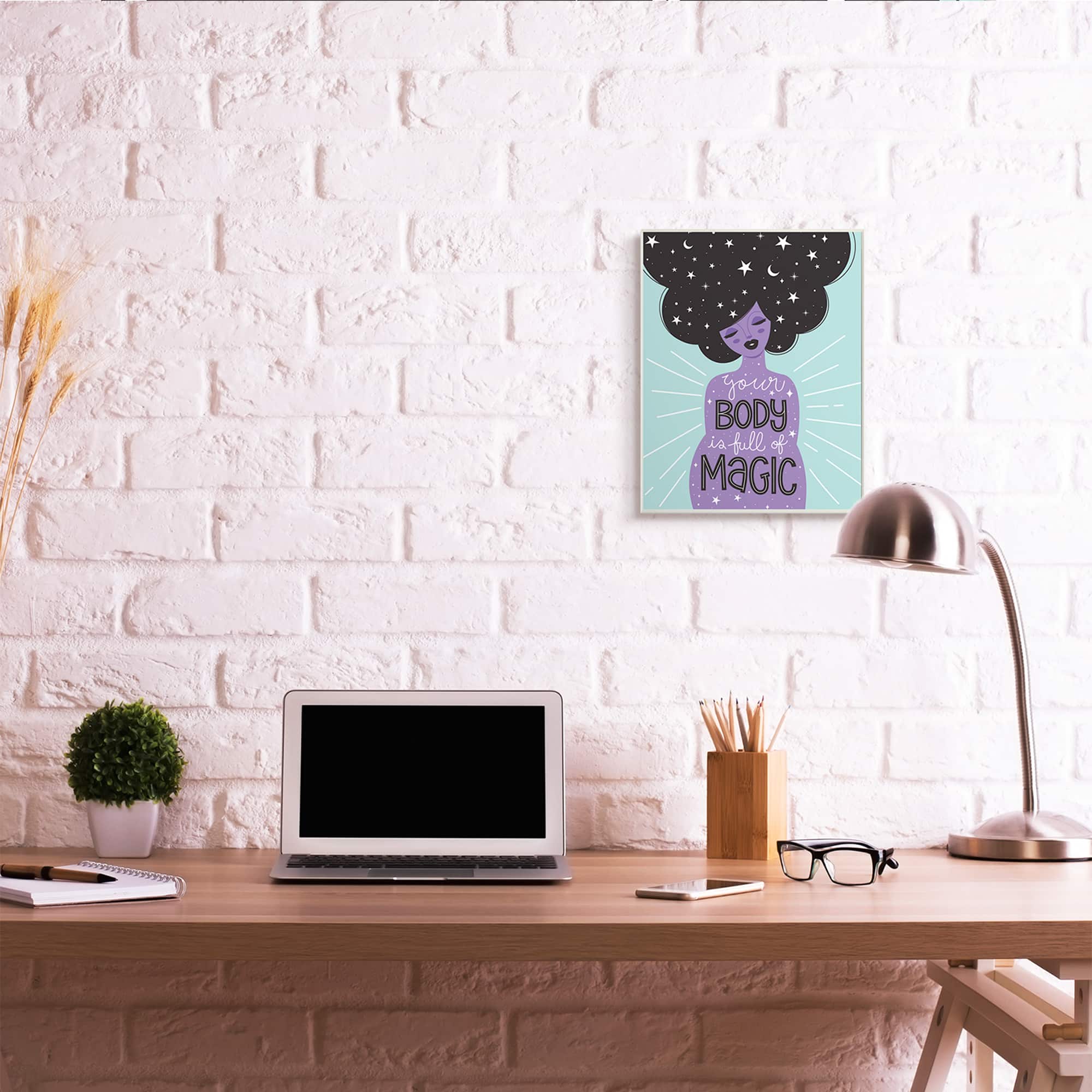 Stupell Industries Body Full of Magic Quote Female Astrological Hair Wall Plaque