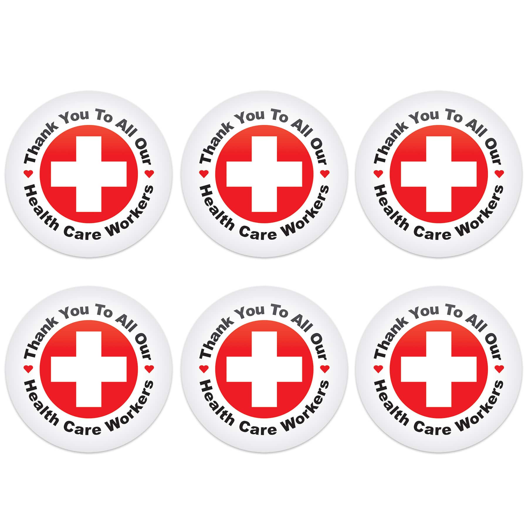 Beistle 2" Red Cross with Thank You To All Our Health Care Workers Buttons, 6ct.