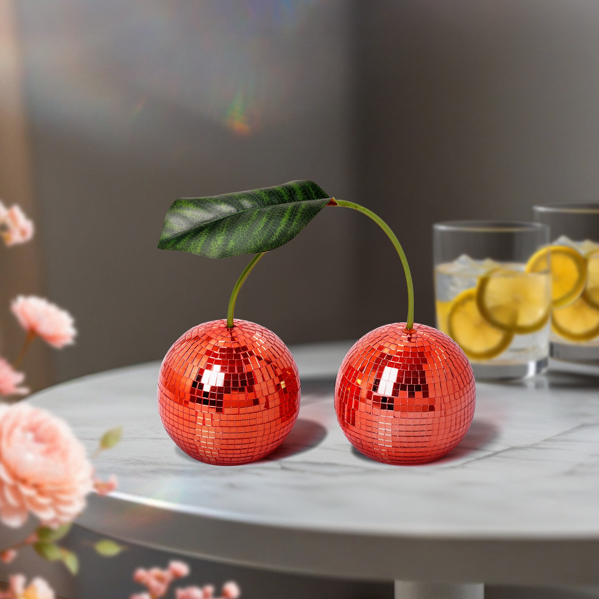 American Art Decor Tipsy Disco Cherry Tabletop and Bar Decoration - 7.87" x 9.84" x 3.93"