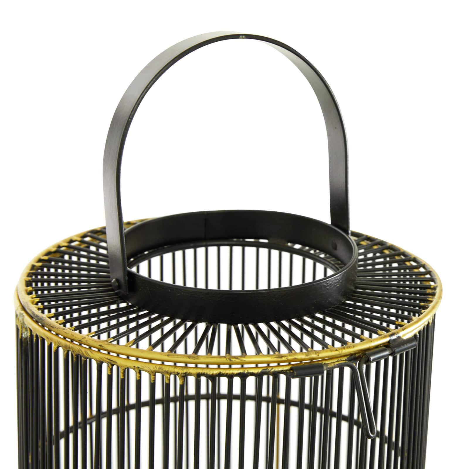 Set of 2" Black Metal Contemporary Lantern, 11", 16"