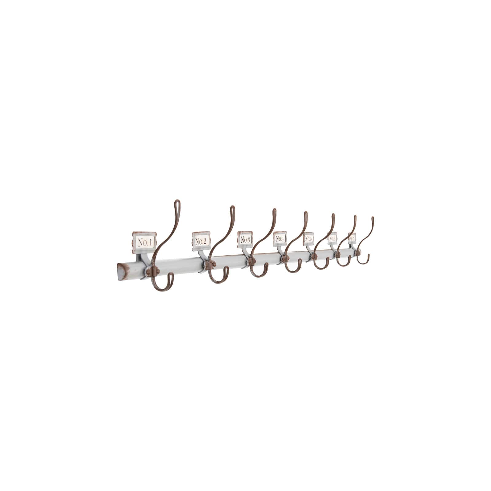 Hello Honey® 40'' Gray Metal Rod with 7 Numbered Wall Hooks