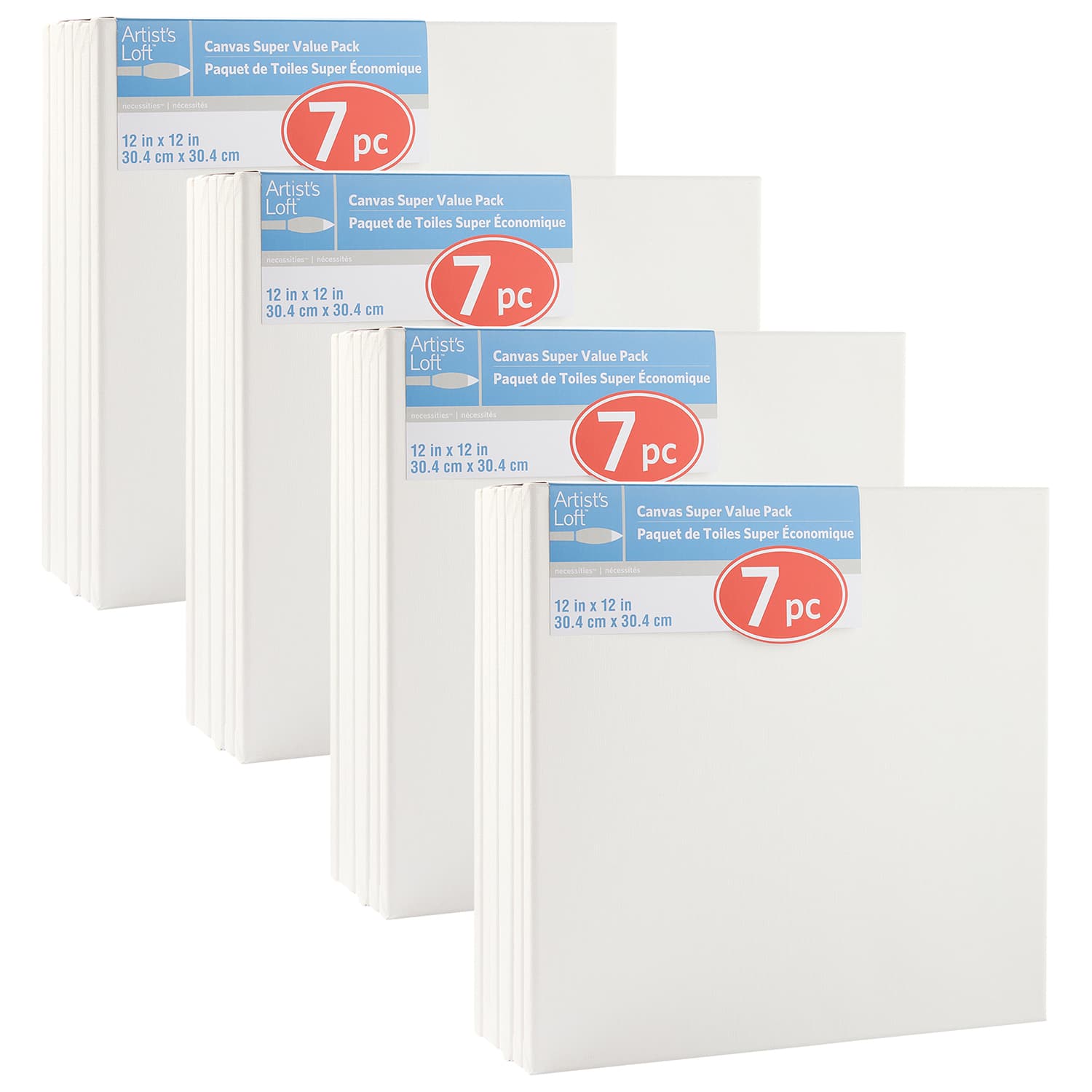 4 Packs: 7 ct. (28 total) 12" x 12" Super Value Canvas by Artist's Loft®