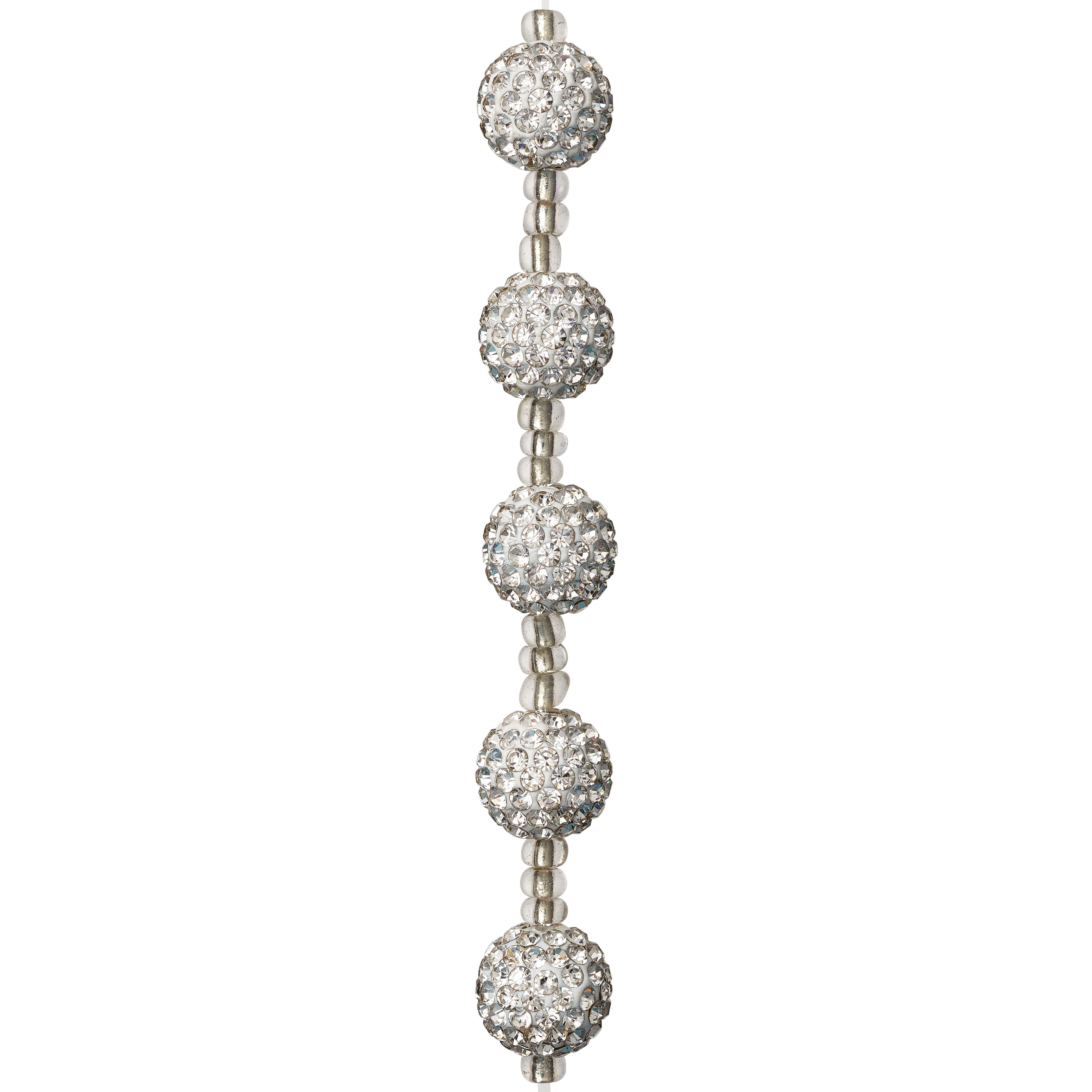 Silver Rhinestone Round Beads, 12mm by Bead Landing™