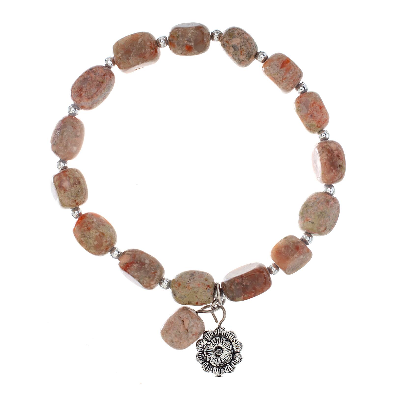 John Bead Jasper Creativity Natural Brown Unakite Gemstone Bracelet