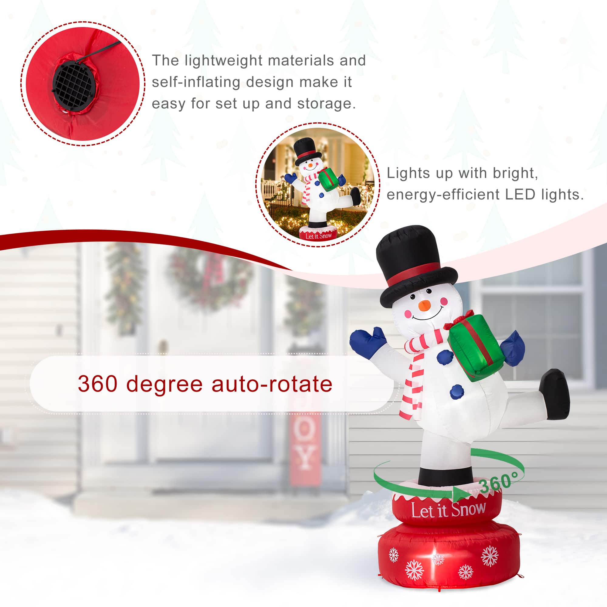 Glitzhome® 6ft. Lighted Inflatable Rotating Snowman Décor