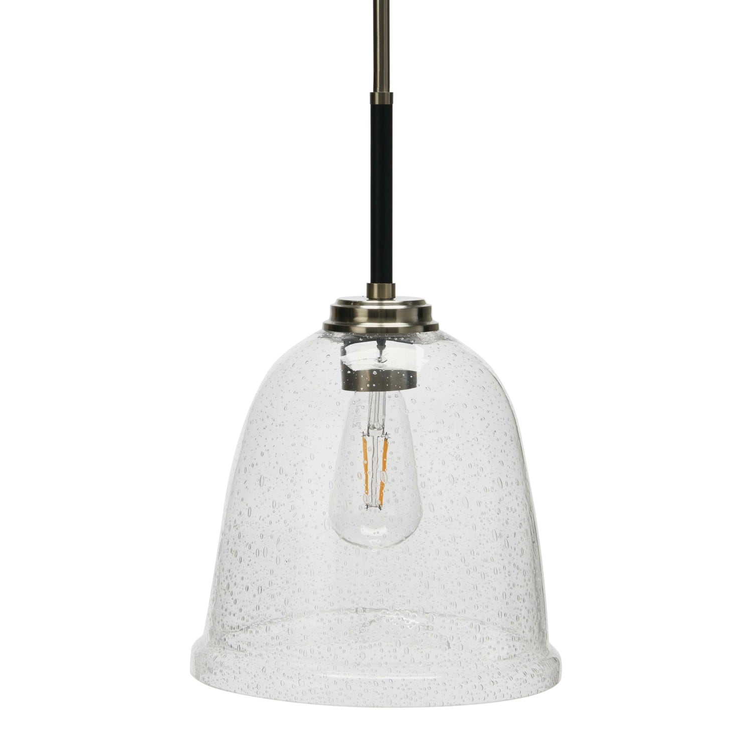 Hello Honey® Robert Stevenson Lighting Landry 11" Black & Nickel Seedy Glass & Metal Ceiling Light