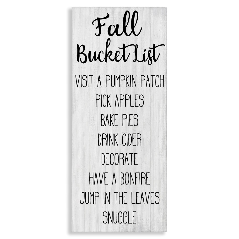 Stupell Industries Fall Bucket List Casual Sign Canvas Wall Art