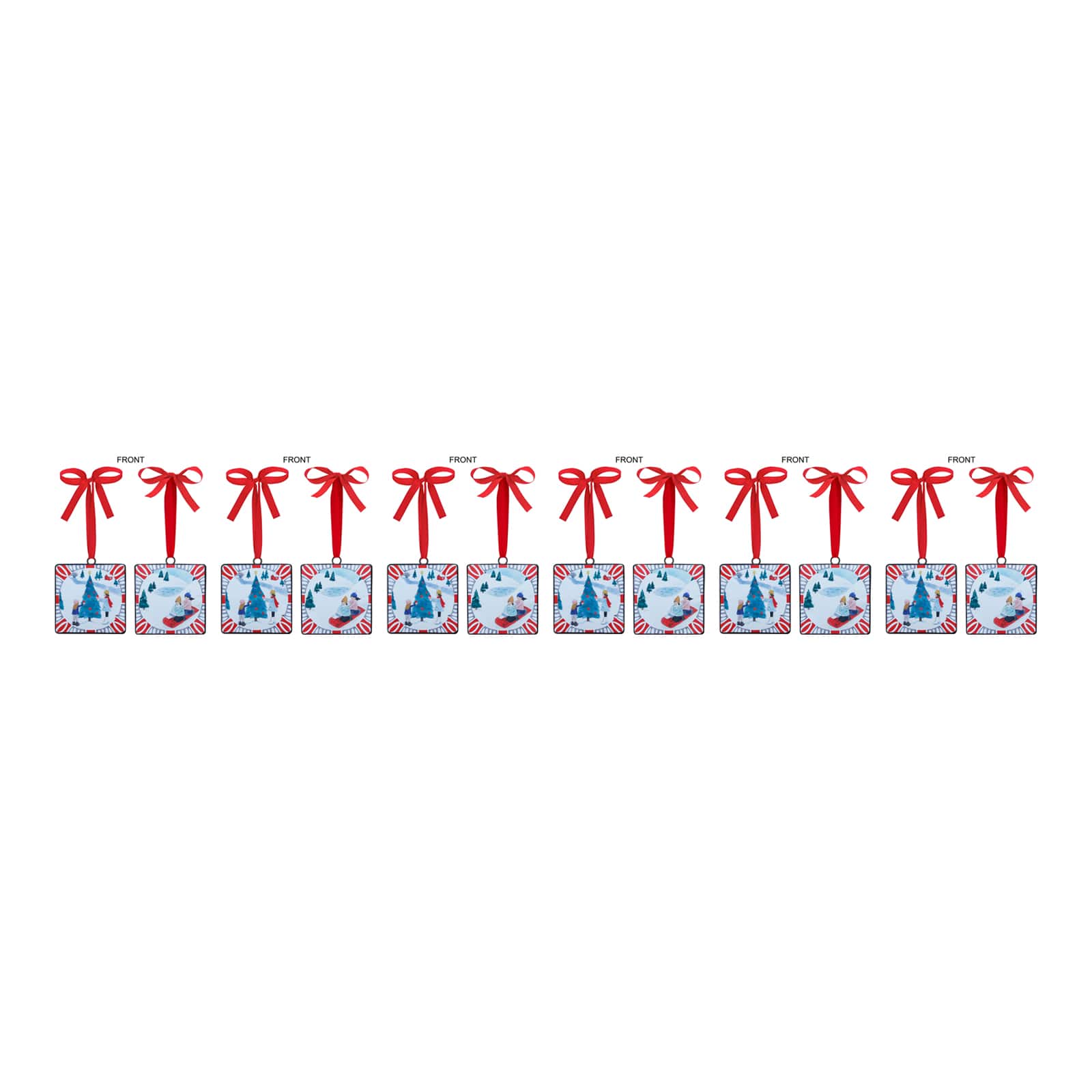 Sledding & Christmas Tree Ornament Set