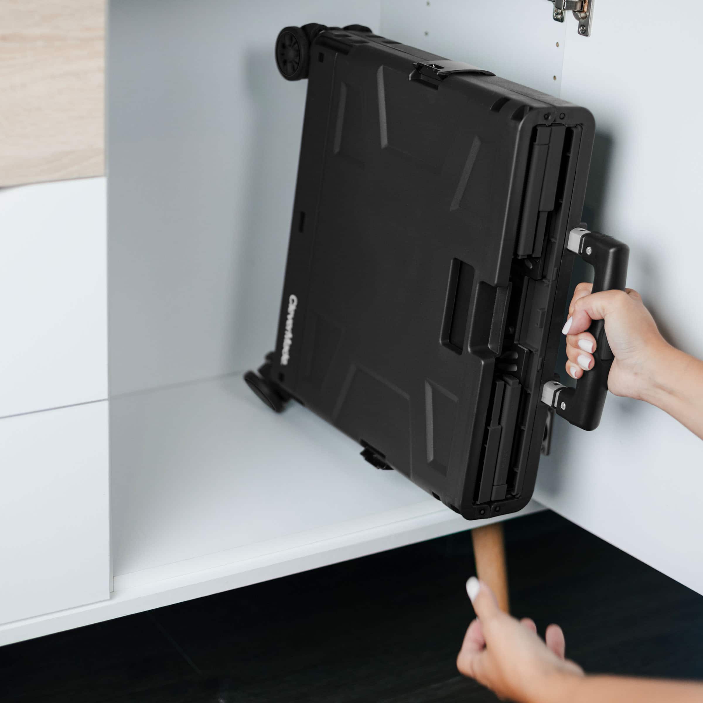 CleverMade® 55L Black Wheeled Trolley Crate