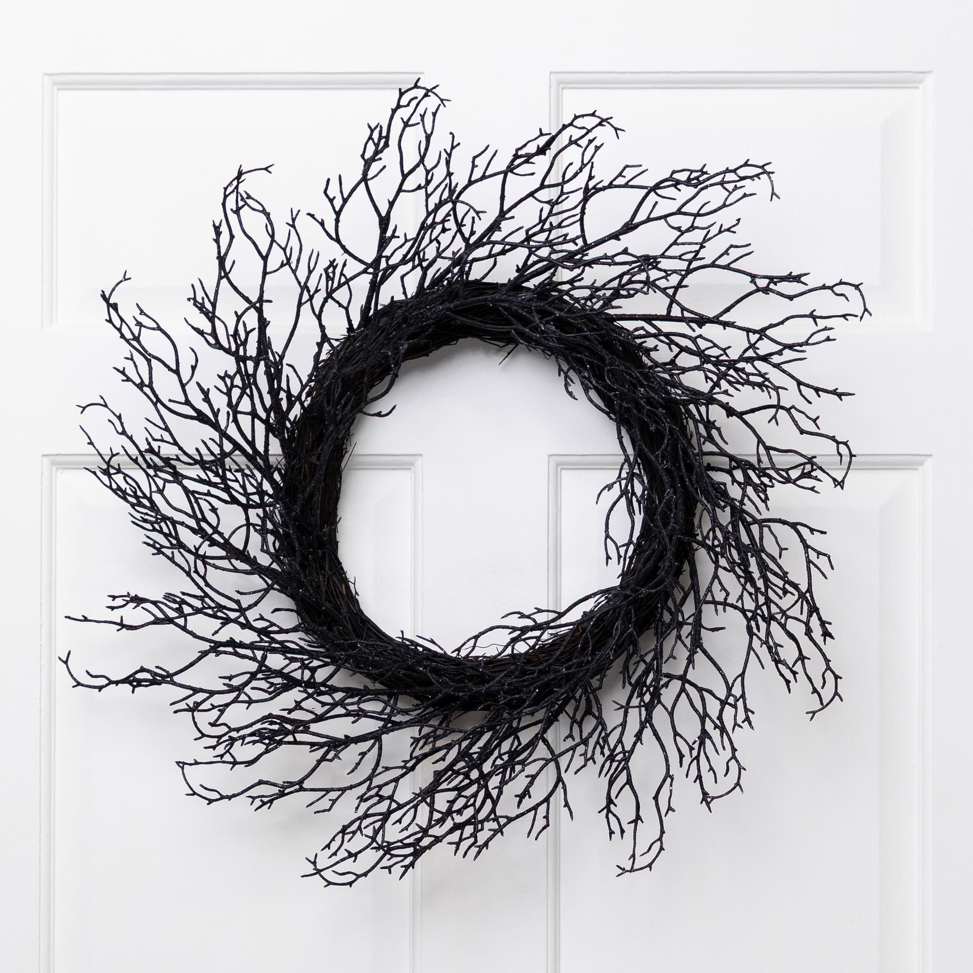 24" Black Halloween Twig Wreath