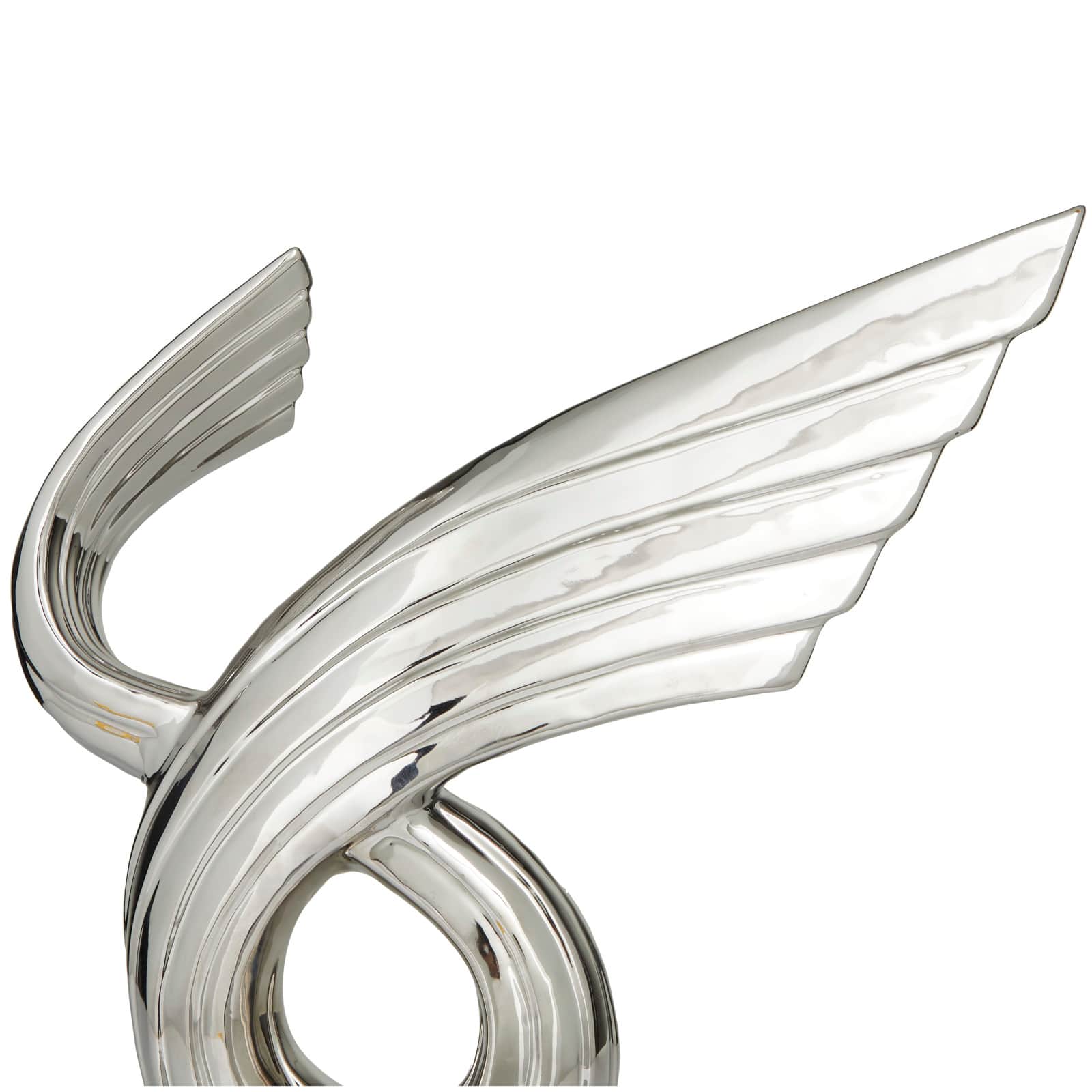 15" Porcelain Wing Abstract Sculpture with Black Base