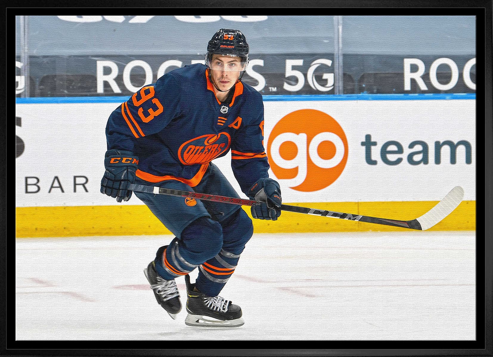 Ryan Nugent-Hopkins 20" x 29" Framed Canvas Oilers Action-H 31.5" x 22.5"