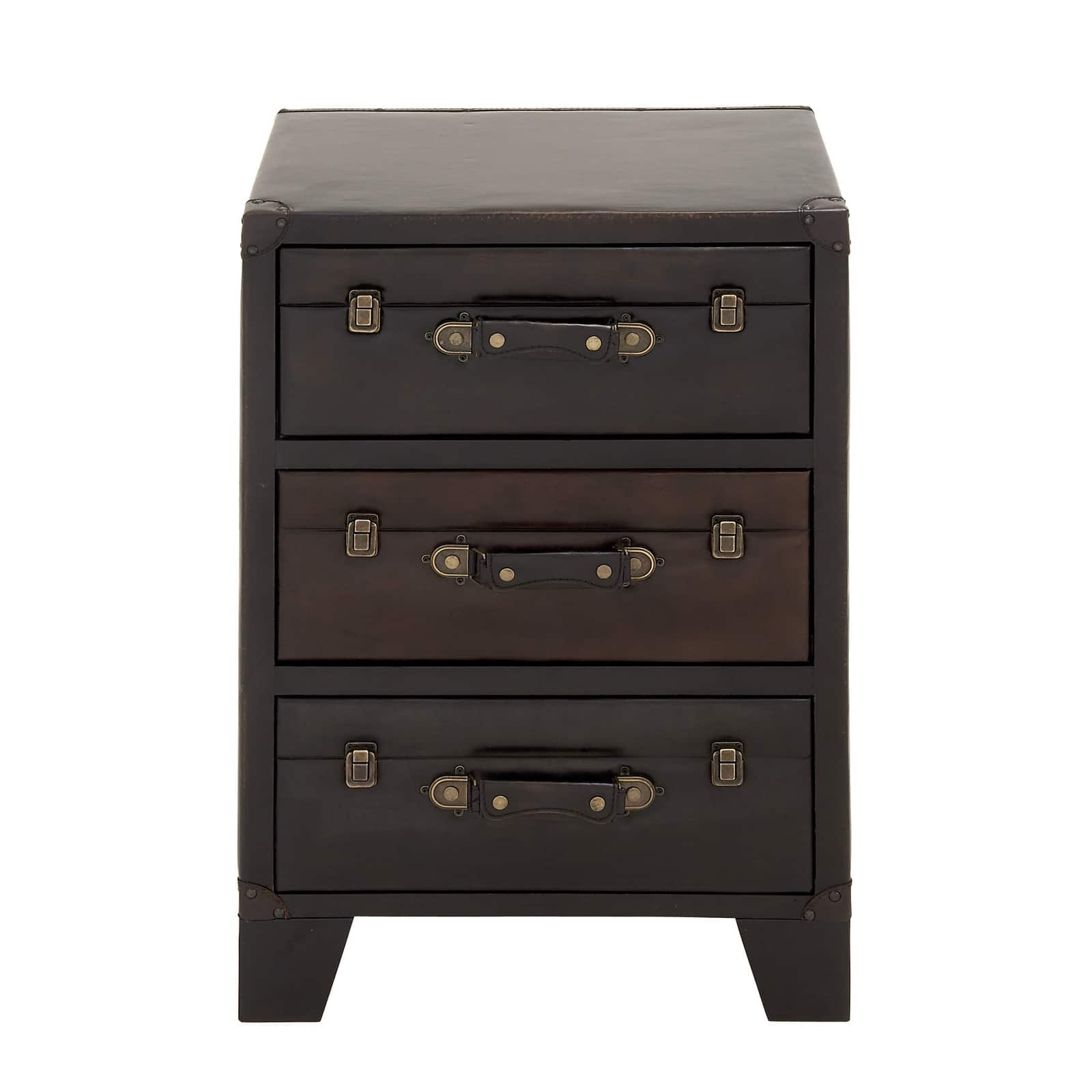 Dark Brown Wood 3-Drawer Traditional Cabinet