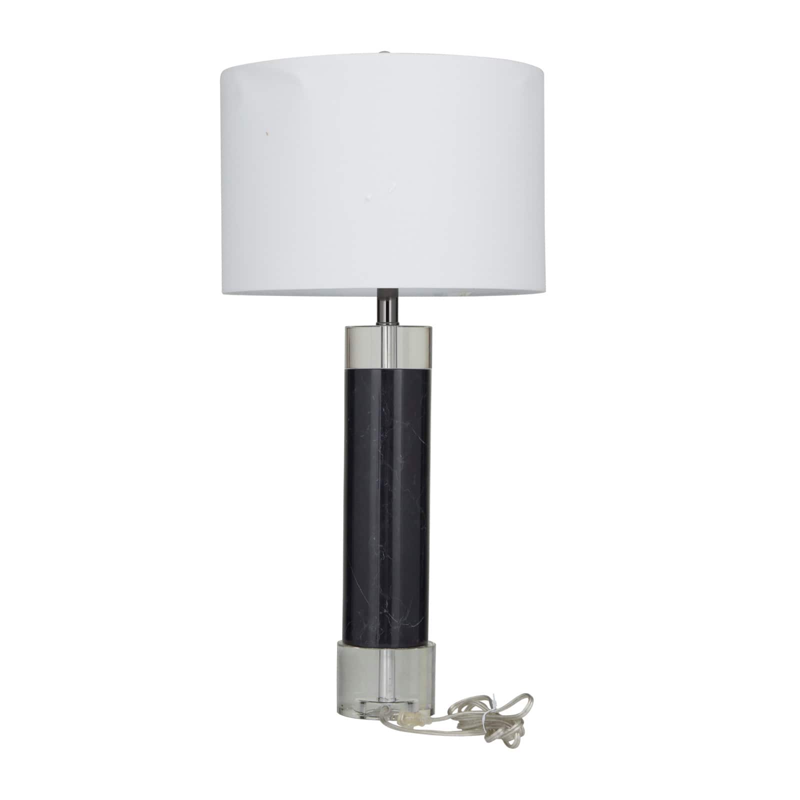 Black Marble Slender Stand Table Lamp with Drum Shade 15" x 15" x 29"