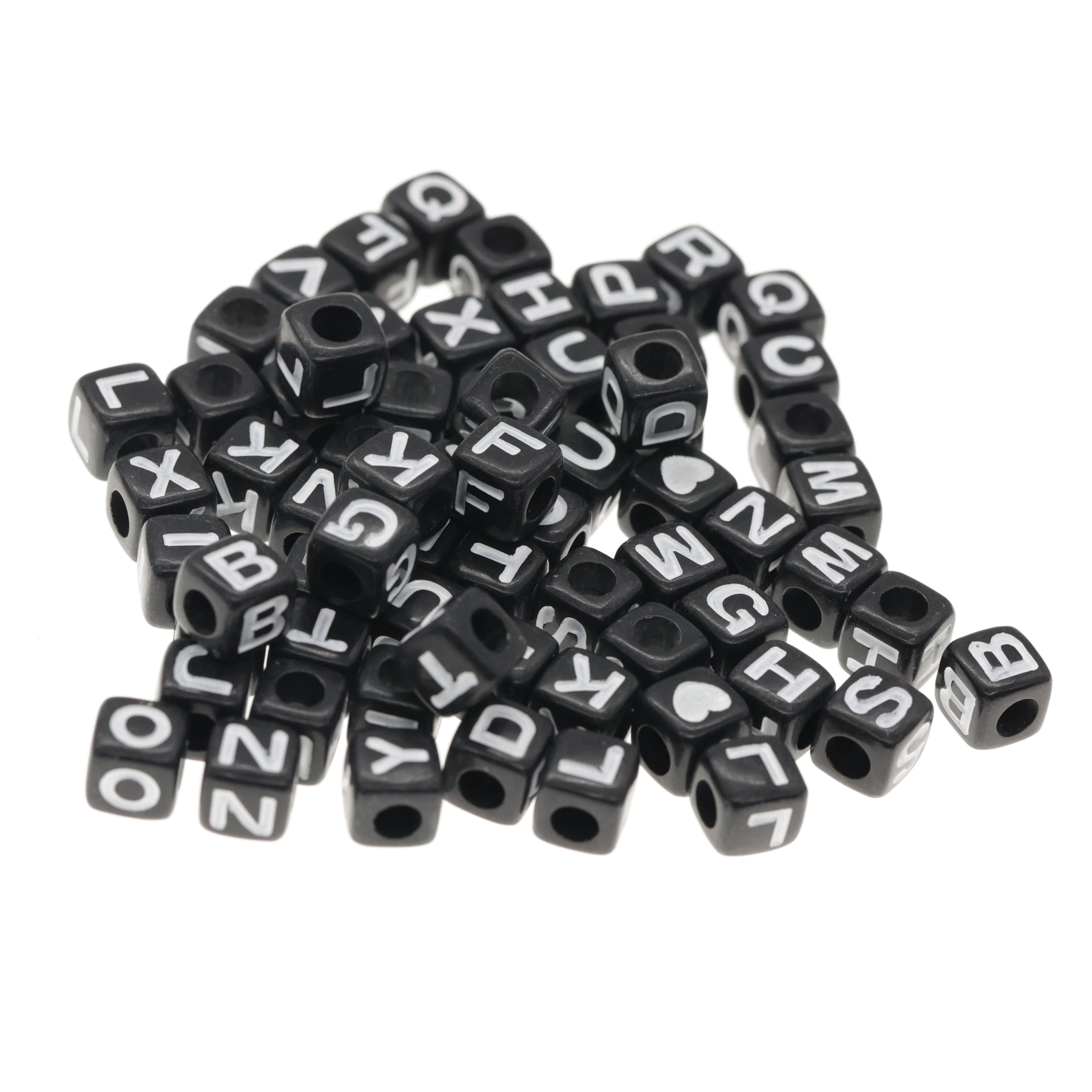 1/2lb. Black Square Alphabet Beads by Creatology™, 6.5mm