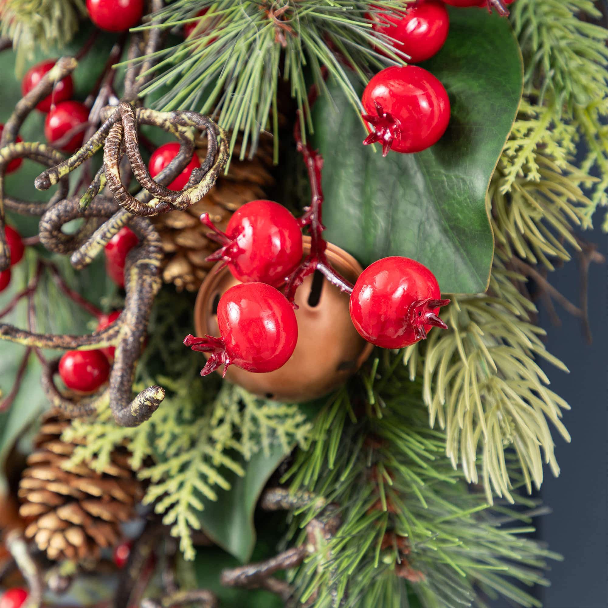 Glitzhome® 28"H Christmas Bell, Pinecone & Berry Bow Teardrop