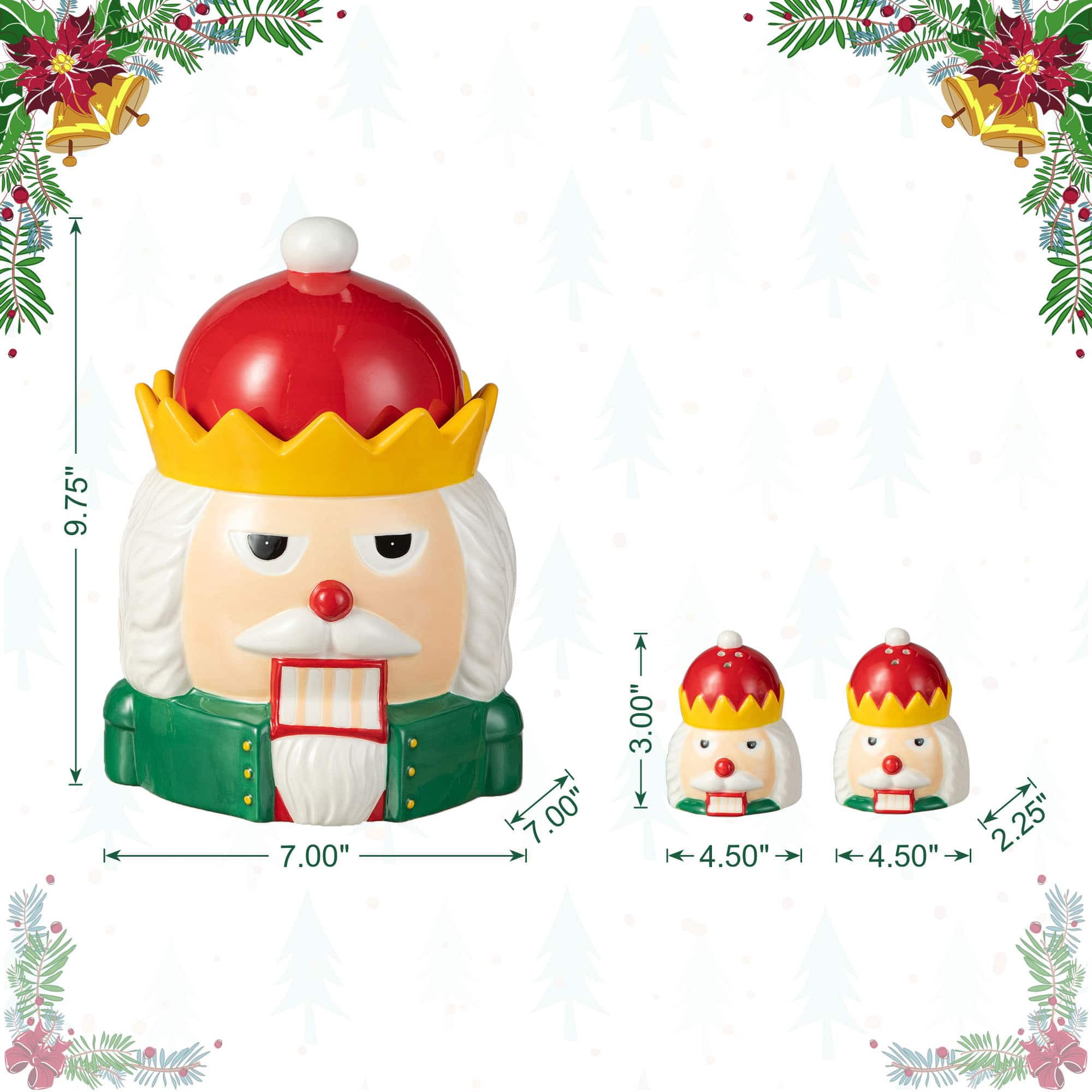 Glitzhome® Dolomite Christmas Nutcracker Cookie Jar Set