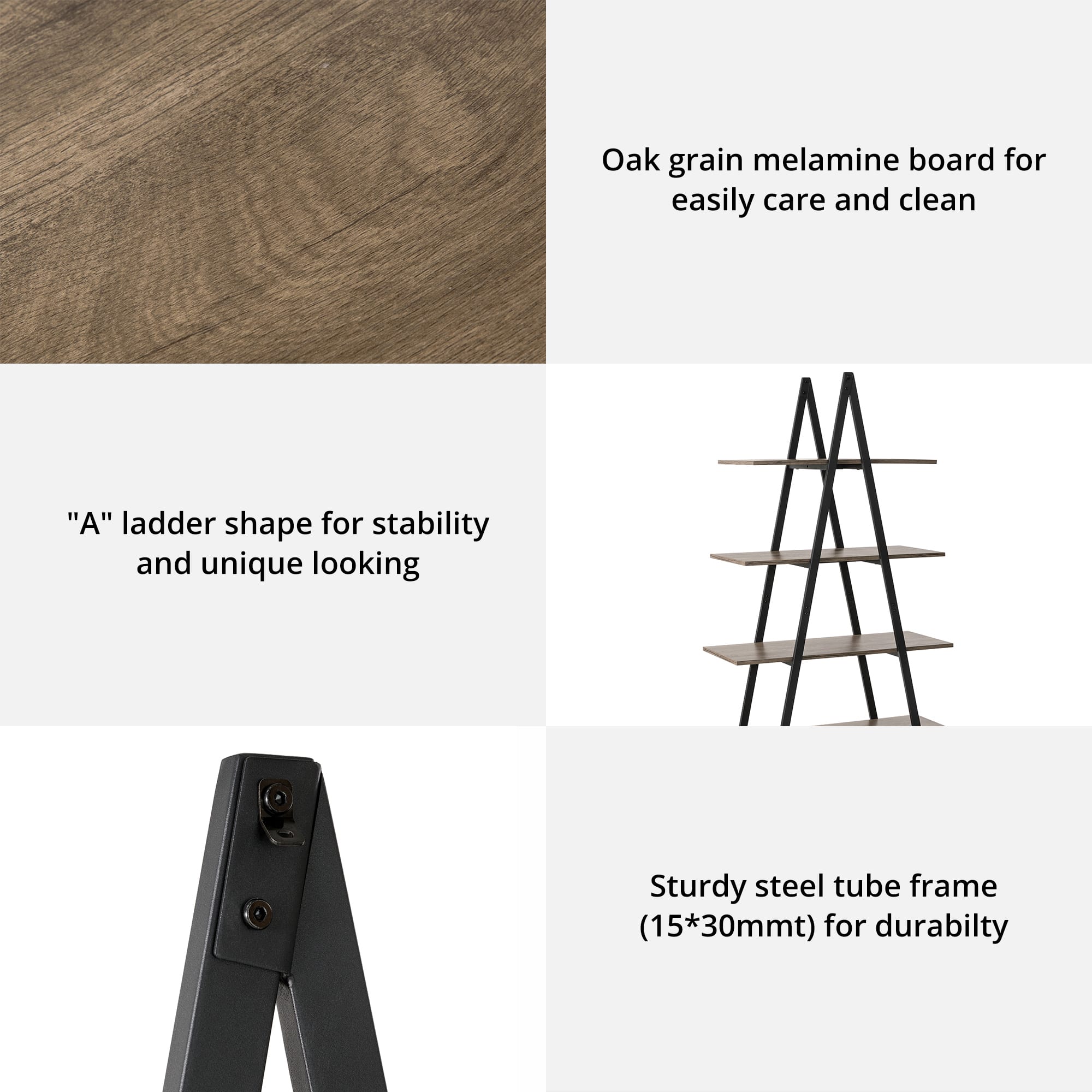 Glitzhome® 5.5ft. Modern Industrial 4-Tier A-Frame Open Ladder Bookshelf