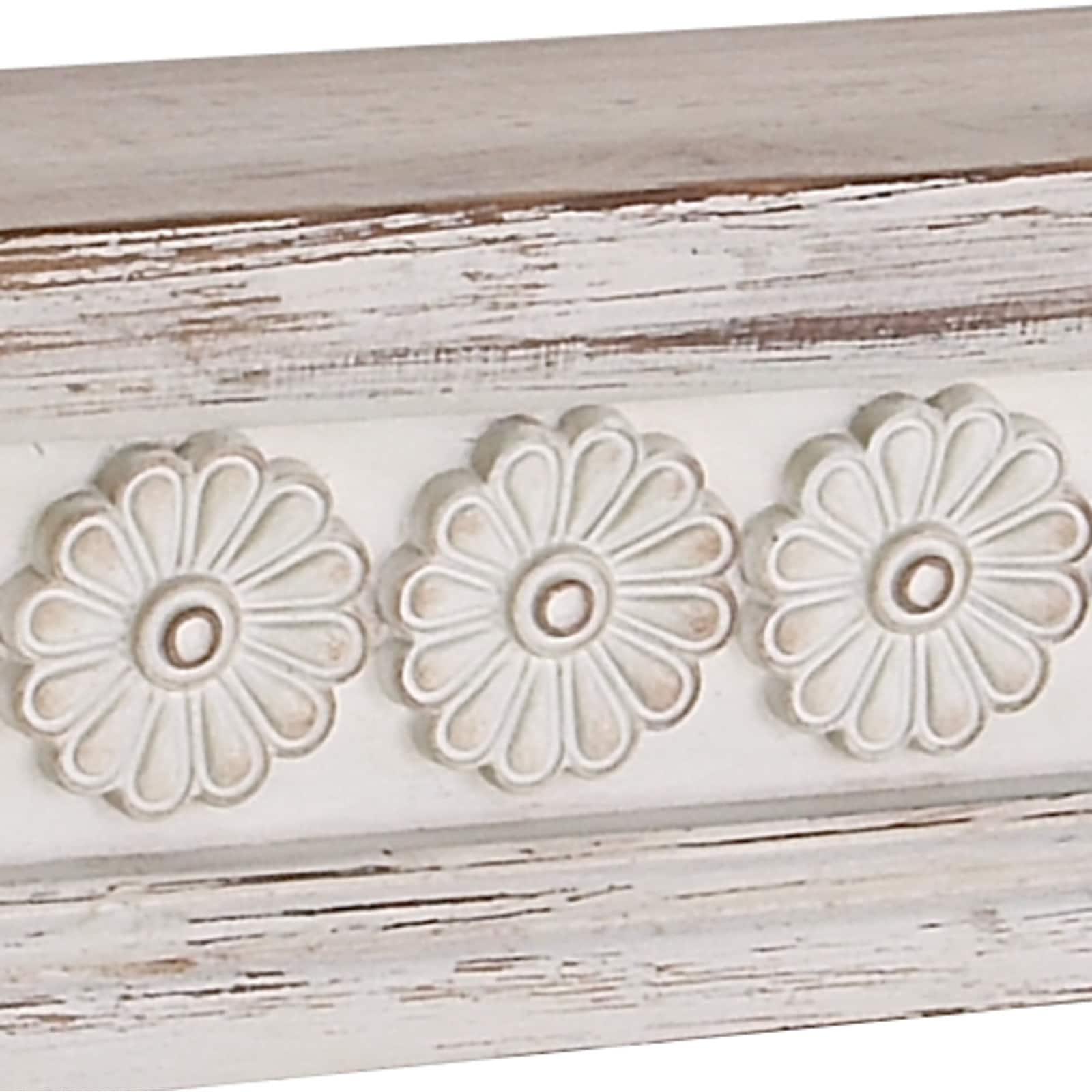 White Chinese fir wood Vintage Wall Shelf, 6" x 36" x 5"