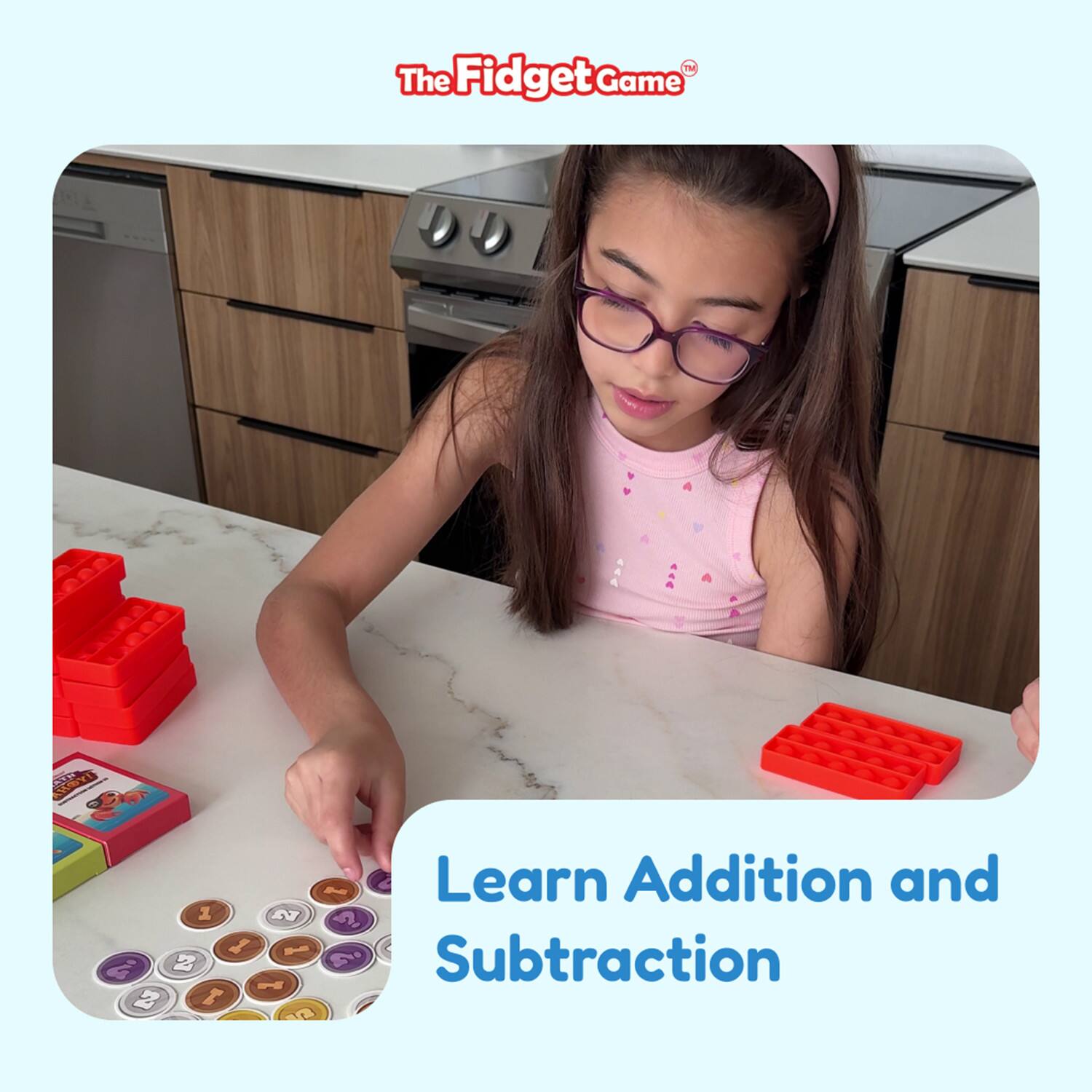 The Fidget Game Math Ahoy Game, Flash Cards, Coins & Fidget Mat Set