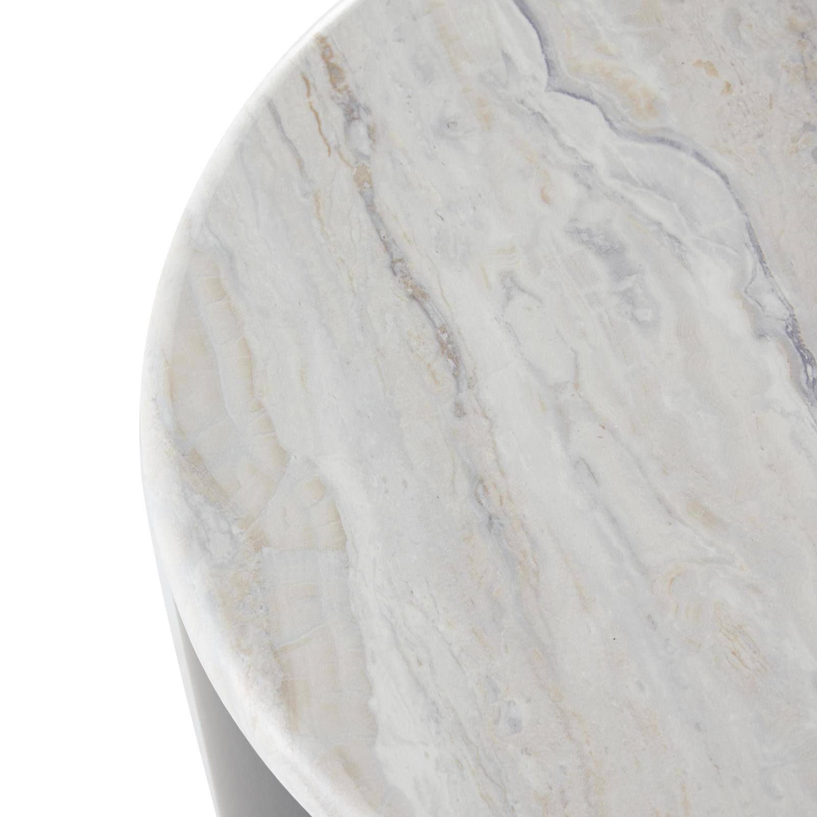 Black Metal Nesting Accent Table with Faux White Marble Top Set