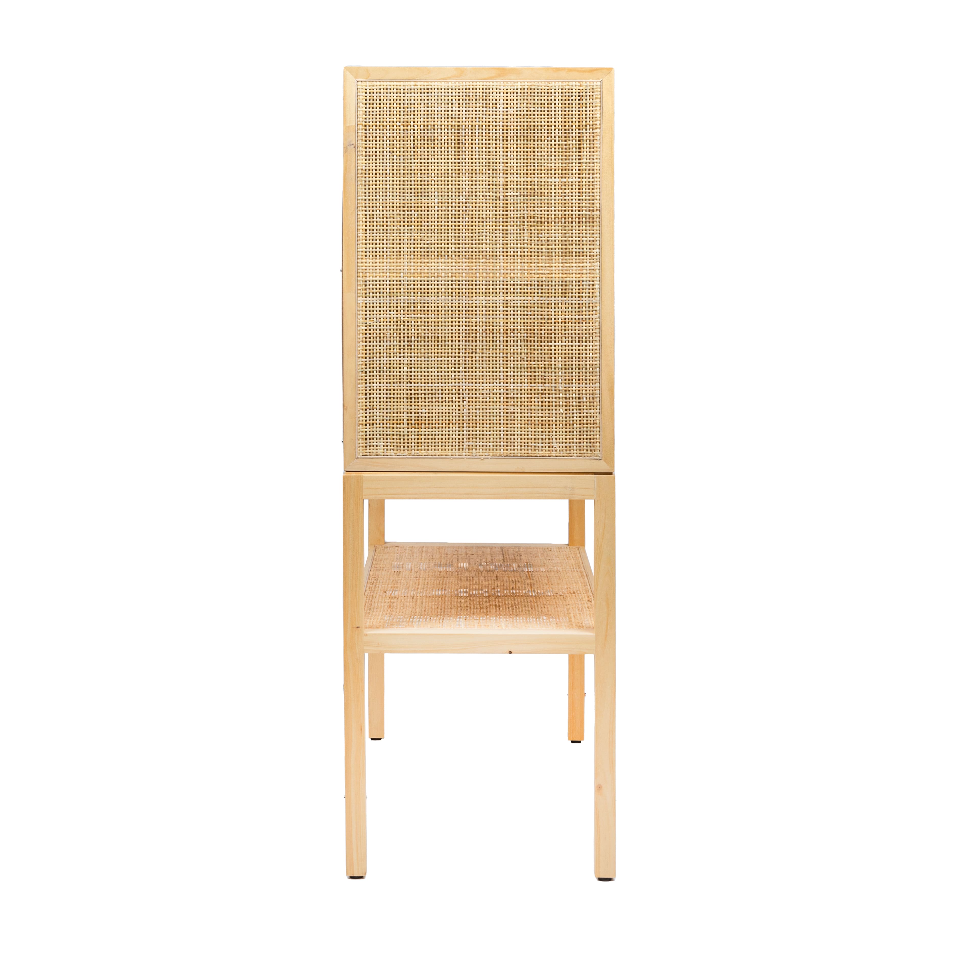 Hello Honey® 47" Boho Woven Rattan and Wood Cabinet with Doors, Shelf, and Interior Storage Compartments