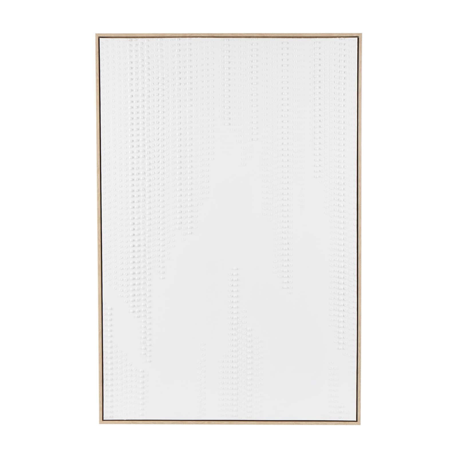 White wooden abstract dimensional dot home wall décor with brown wooden frame