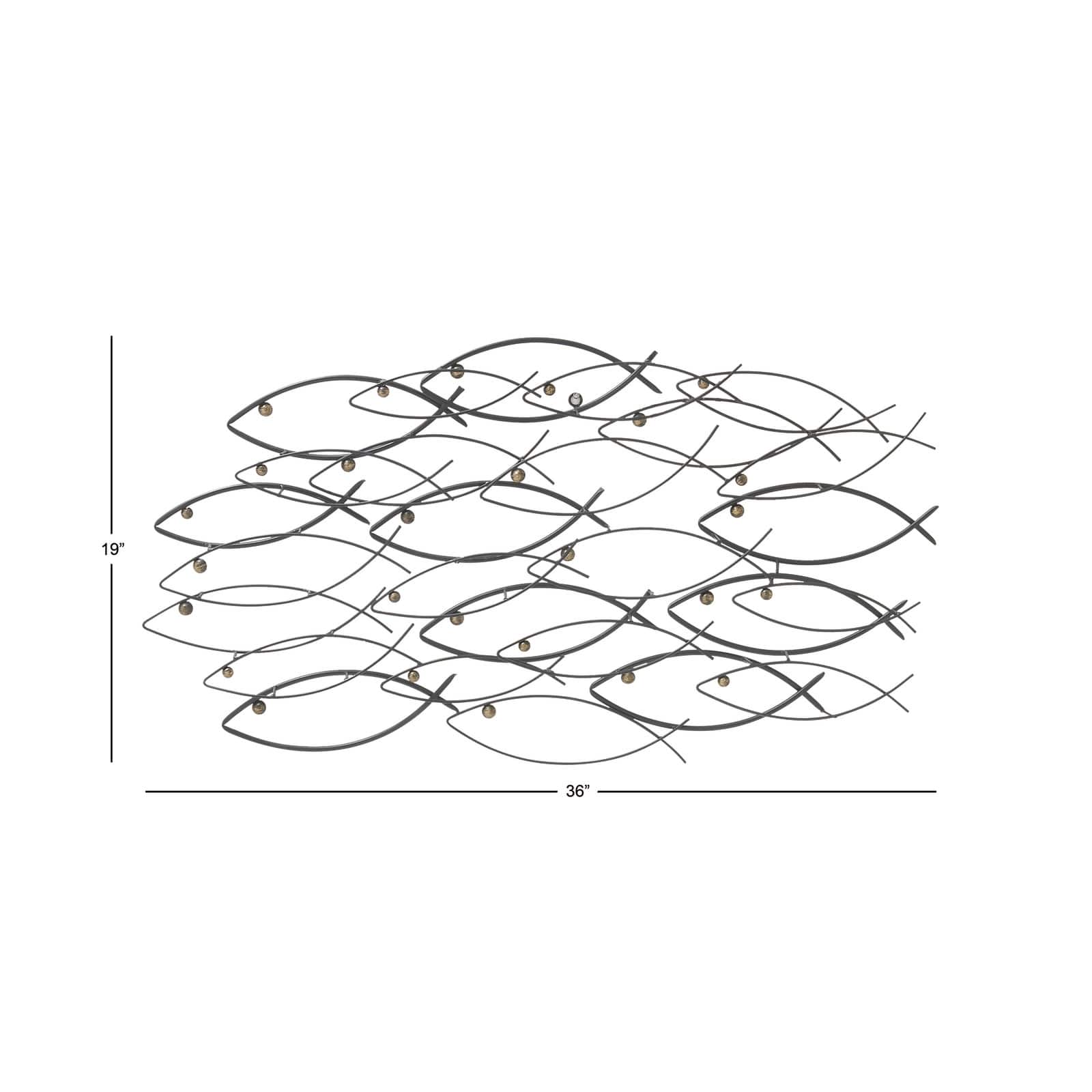 39" Dark Gray Metal Coastal Fish Wall Décor