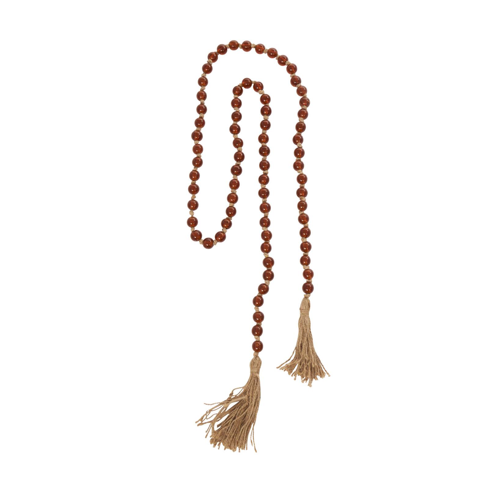 83" Glass Handmade Round Long Beaded Garland with Jute Tassel